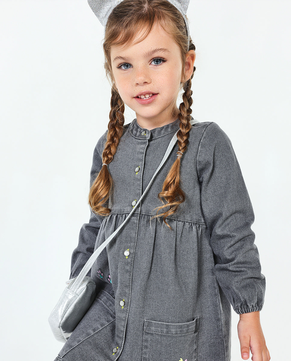 Vestido denim gris niña Cattitude