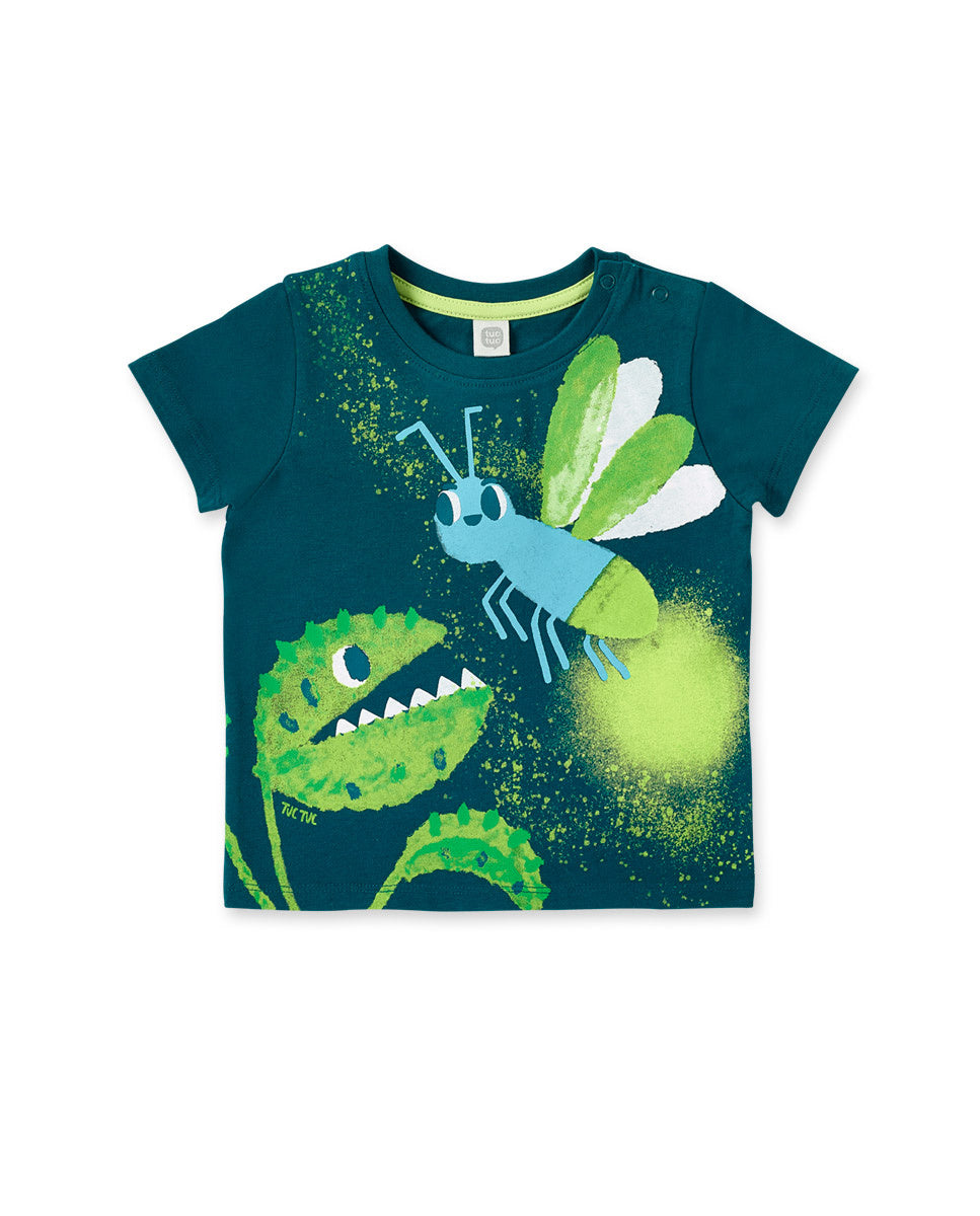 Camiseta punto verde oscuro niño Tropadelic