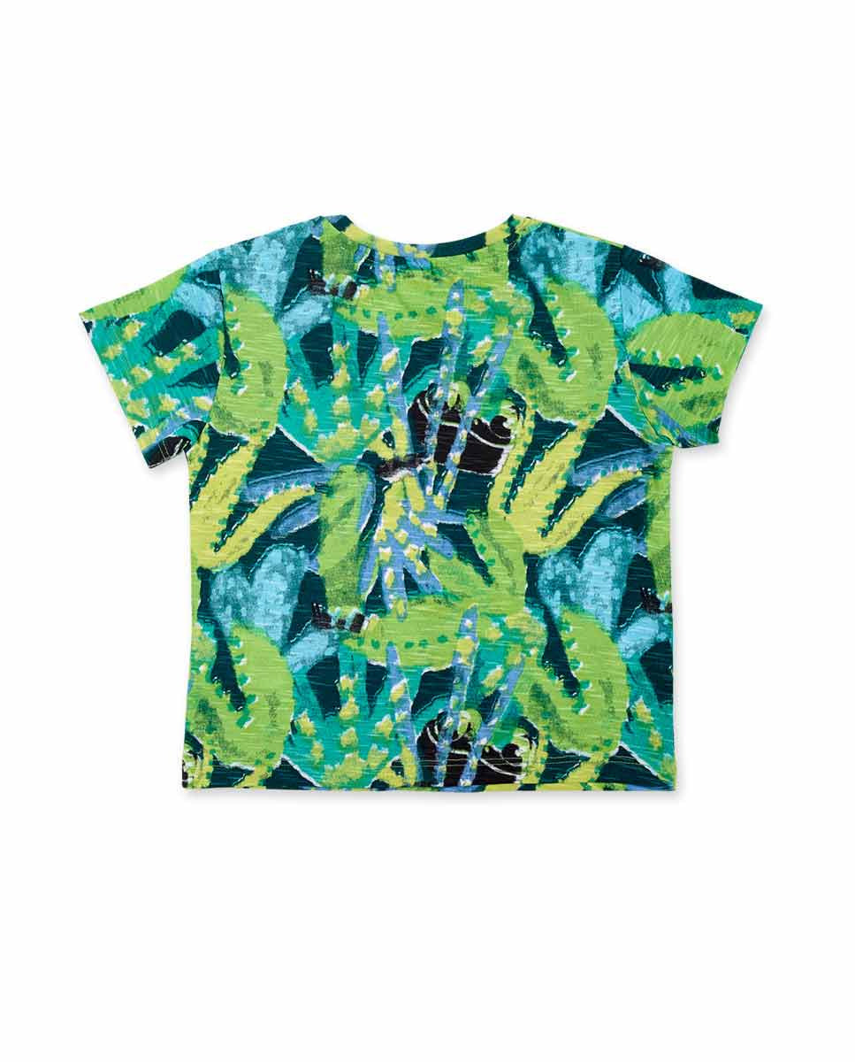 Camiseta punto verde estampado niño Tropadelic