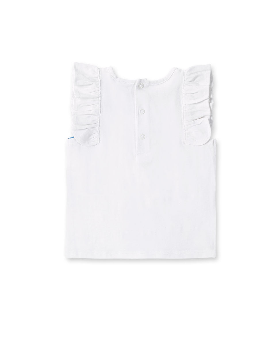 Camiseta punto blanco volante niña Ocean Wonders