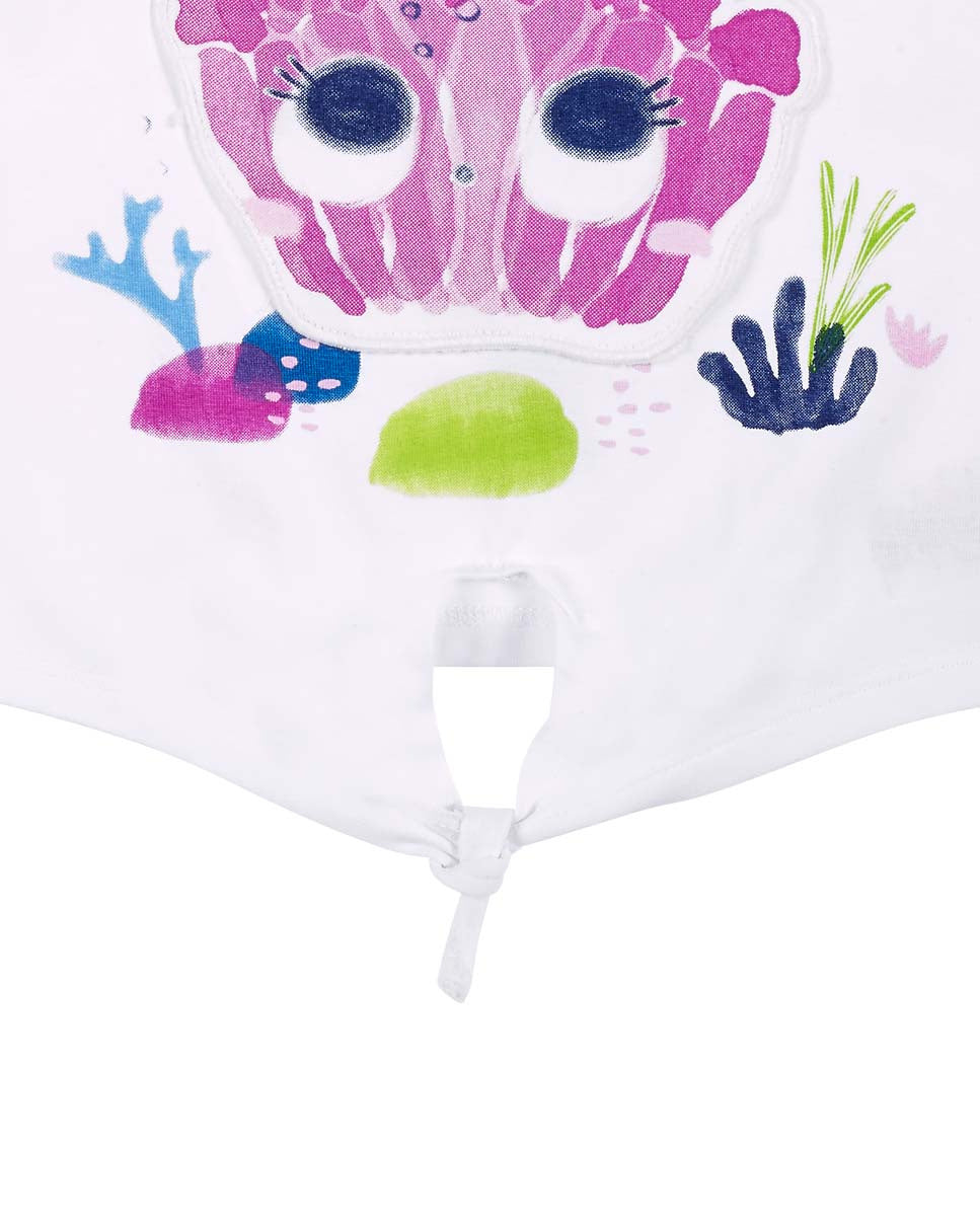 Camiseta punto blanco nudo niña Ocean Wonders