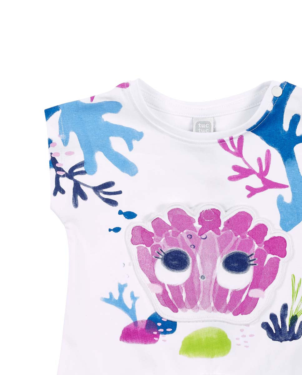 Camiseta punto blanco nudo niña Ocean Wonders