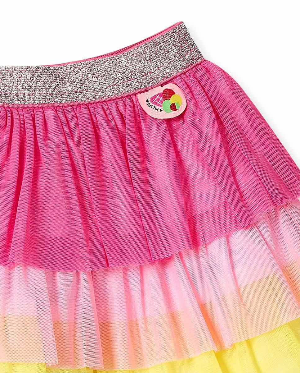 Falda popelín tul fucsia niña Creamy Ice