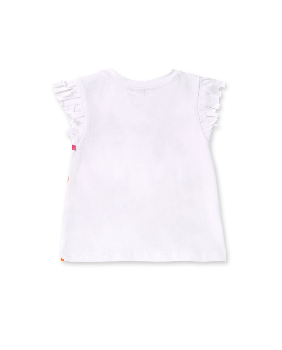 Camiseta punto blanco flecos niña Banana Records