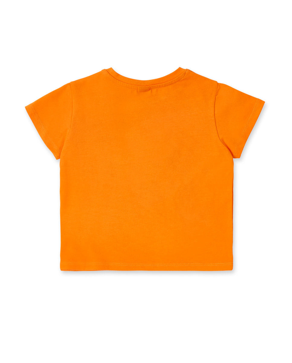 Camiseta punto naranja niña Banana Records
