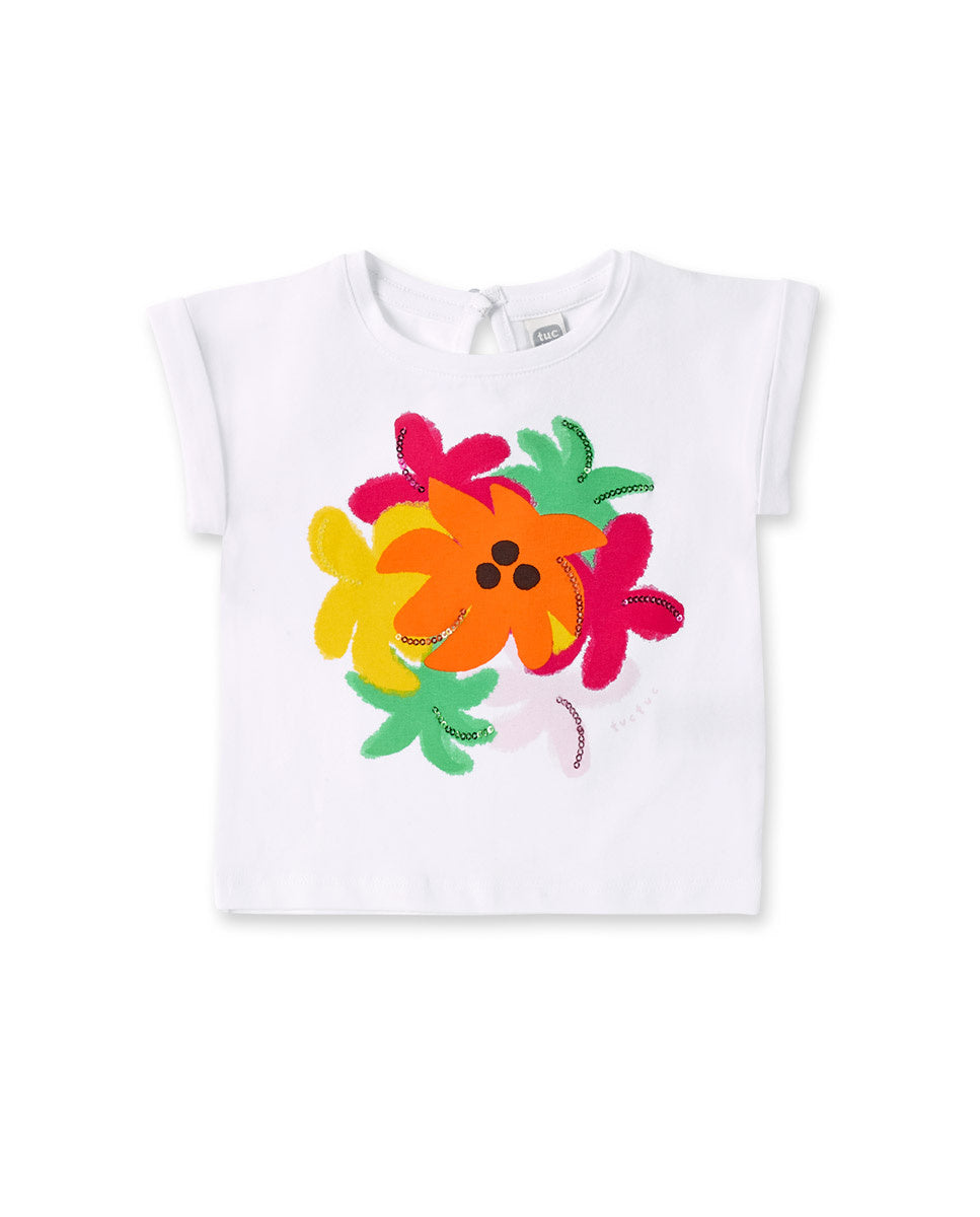 Camiseta punto blanco niña Banana Records