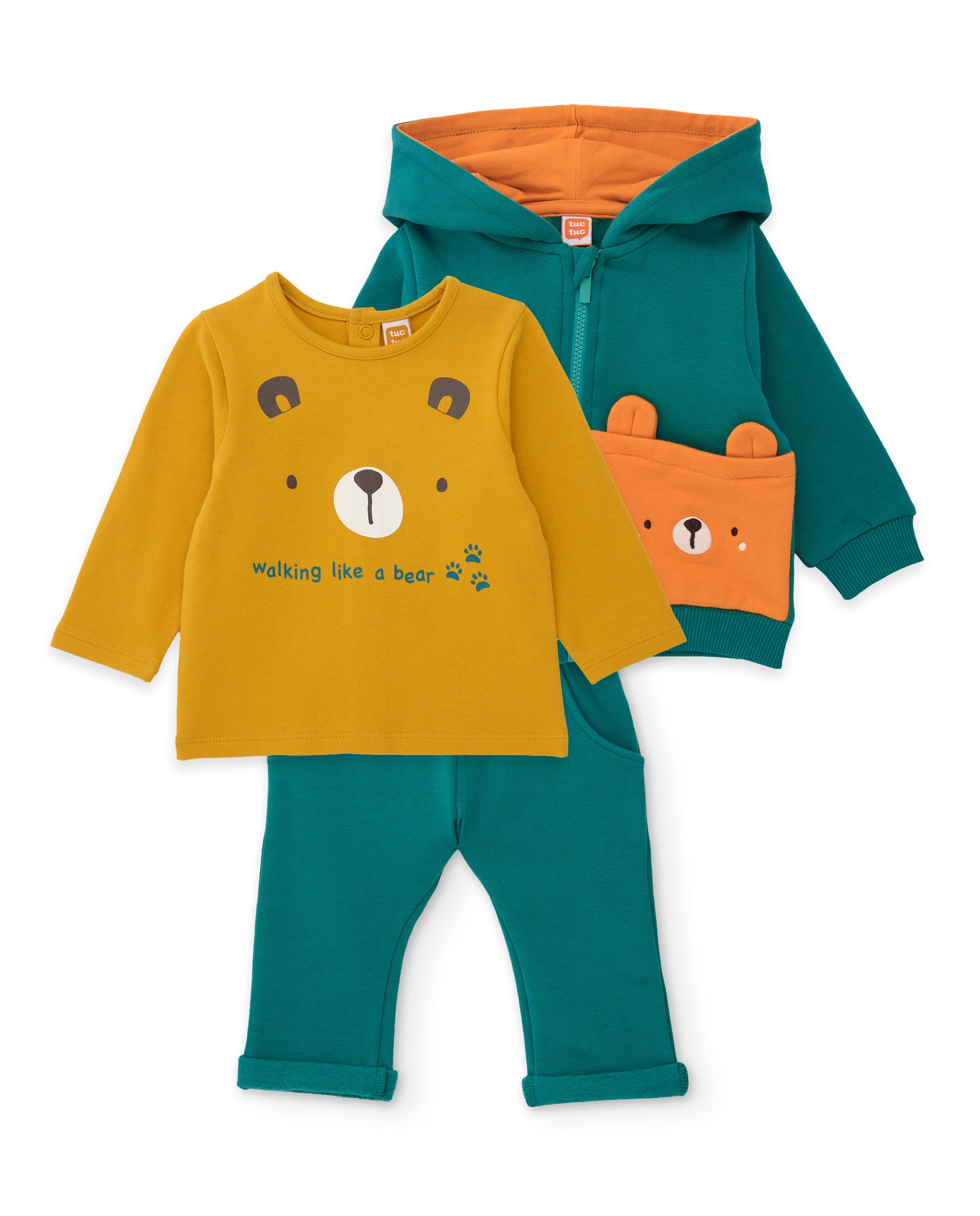 Conjunto de felpa de bebé con sudadera con capucha