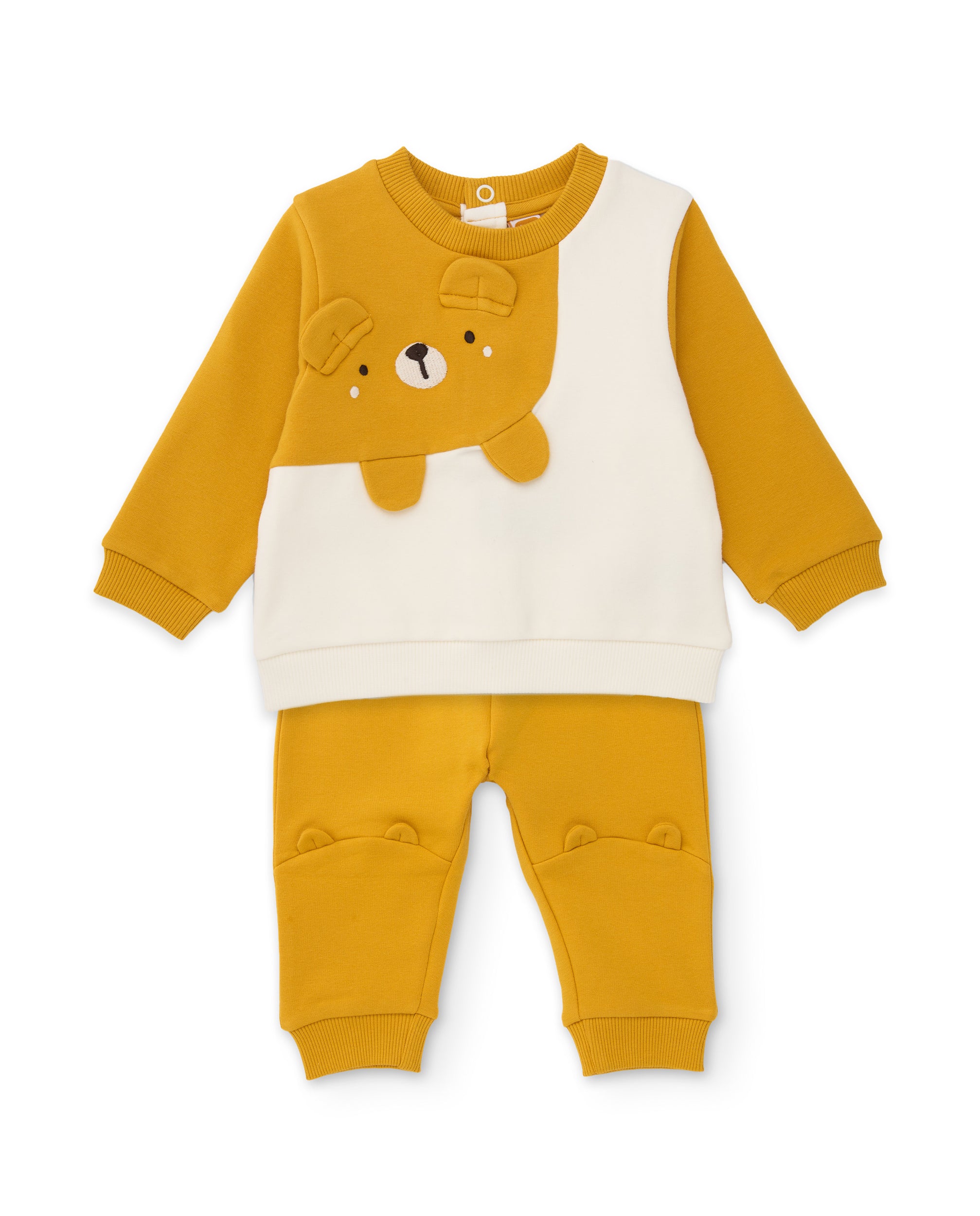 Conjunto de felpa de bebé con detalle de oso en relieve