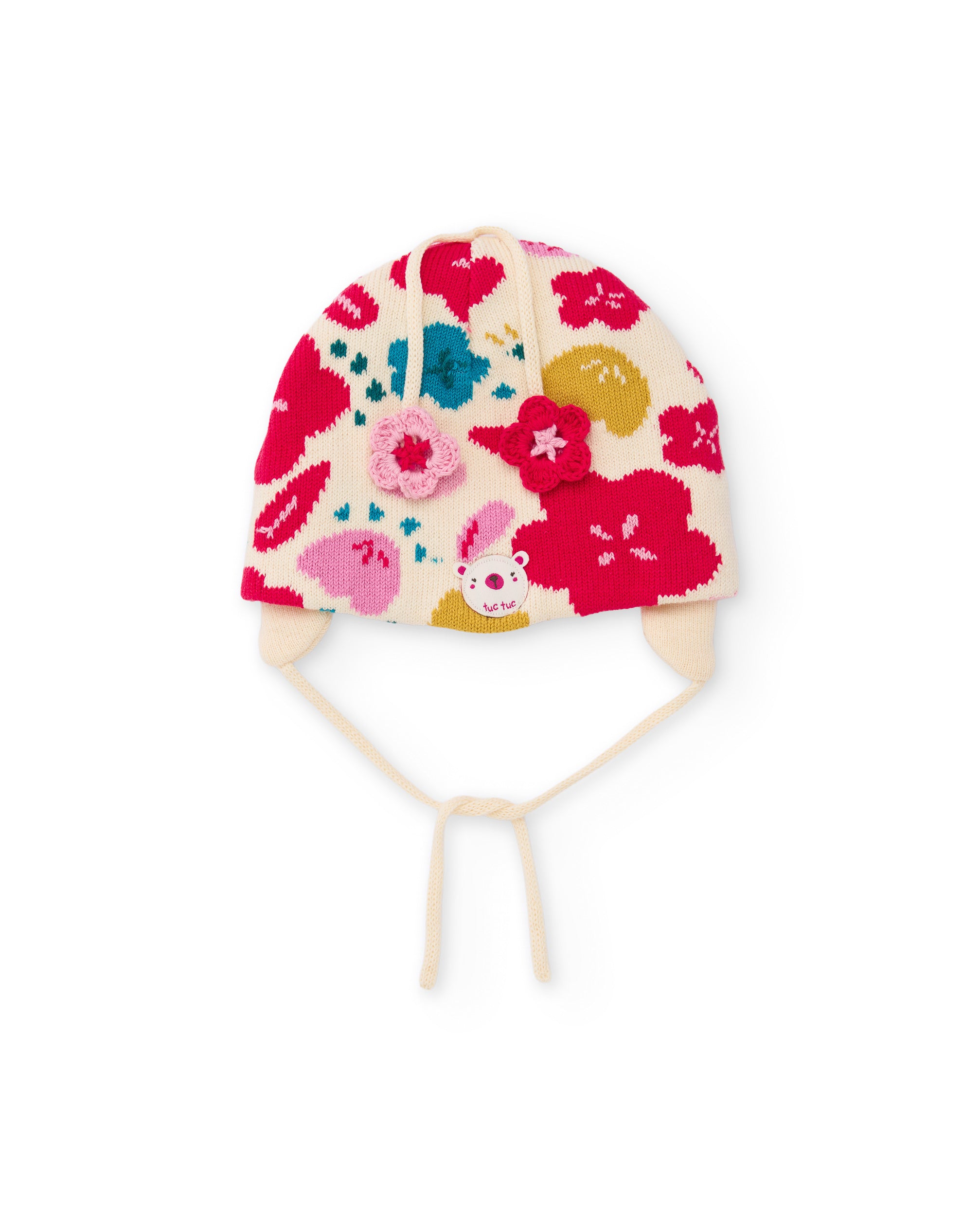 Gorro de bebé de tricot con estampado floral