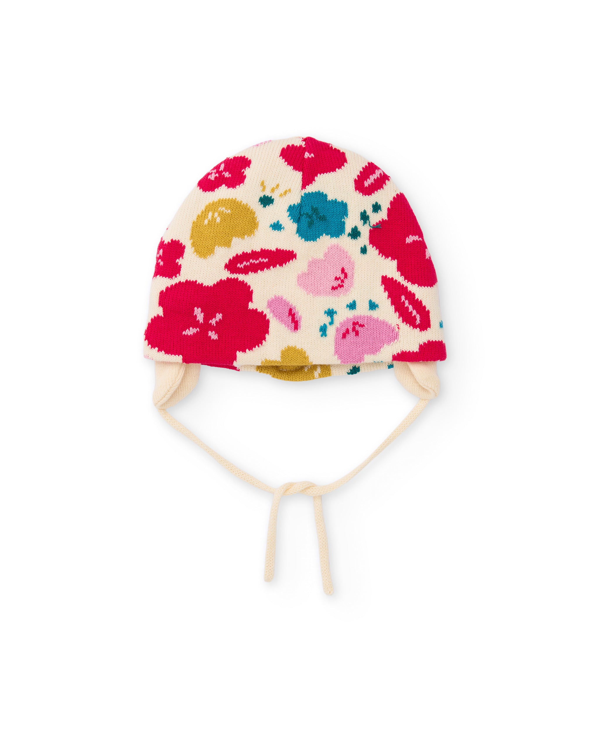 Gorro de bebé de tricot con estampado floral