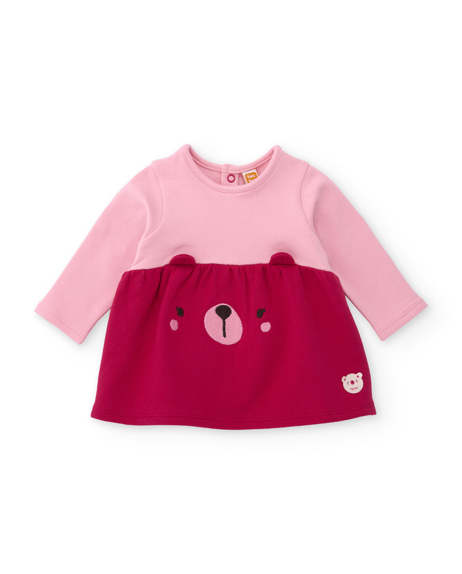 Baby plush dress with embroidered bear