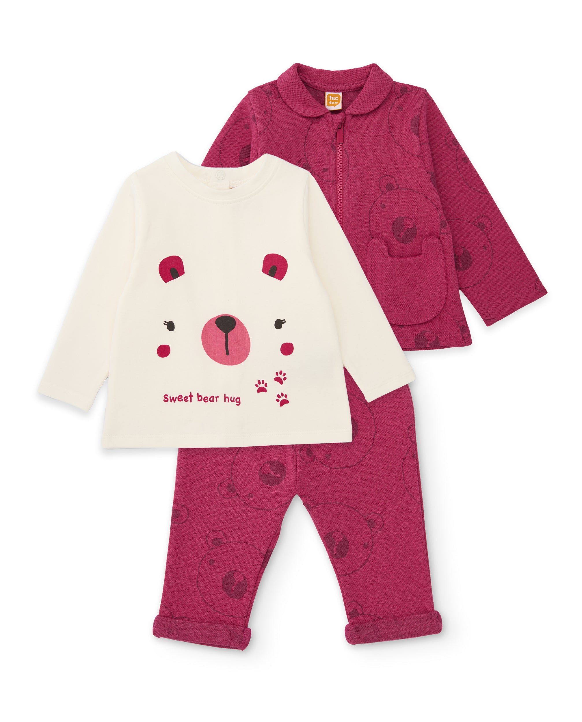 Conjunto de felpa de bebé con chaqueta con cremallera