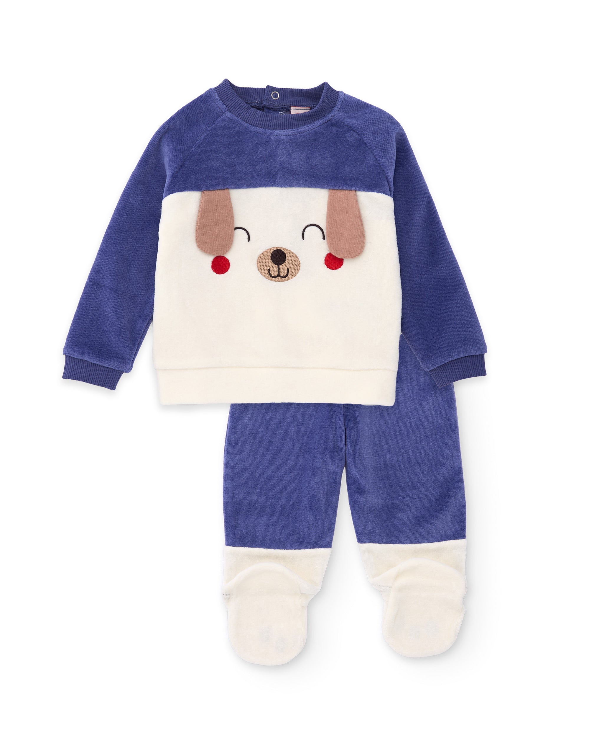 Conjunto de felpa de bebé con aplique de perrito