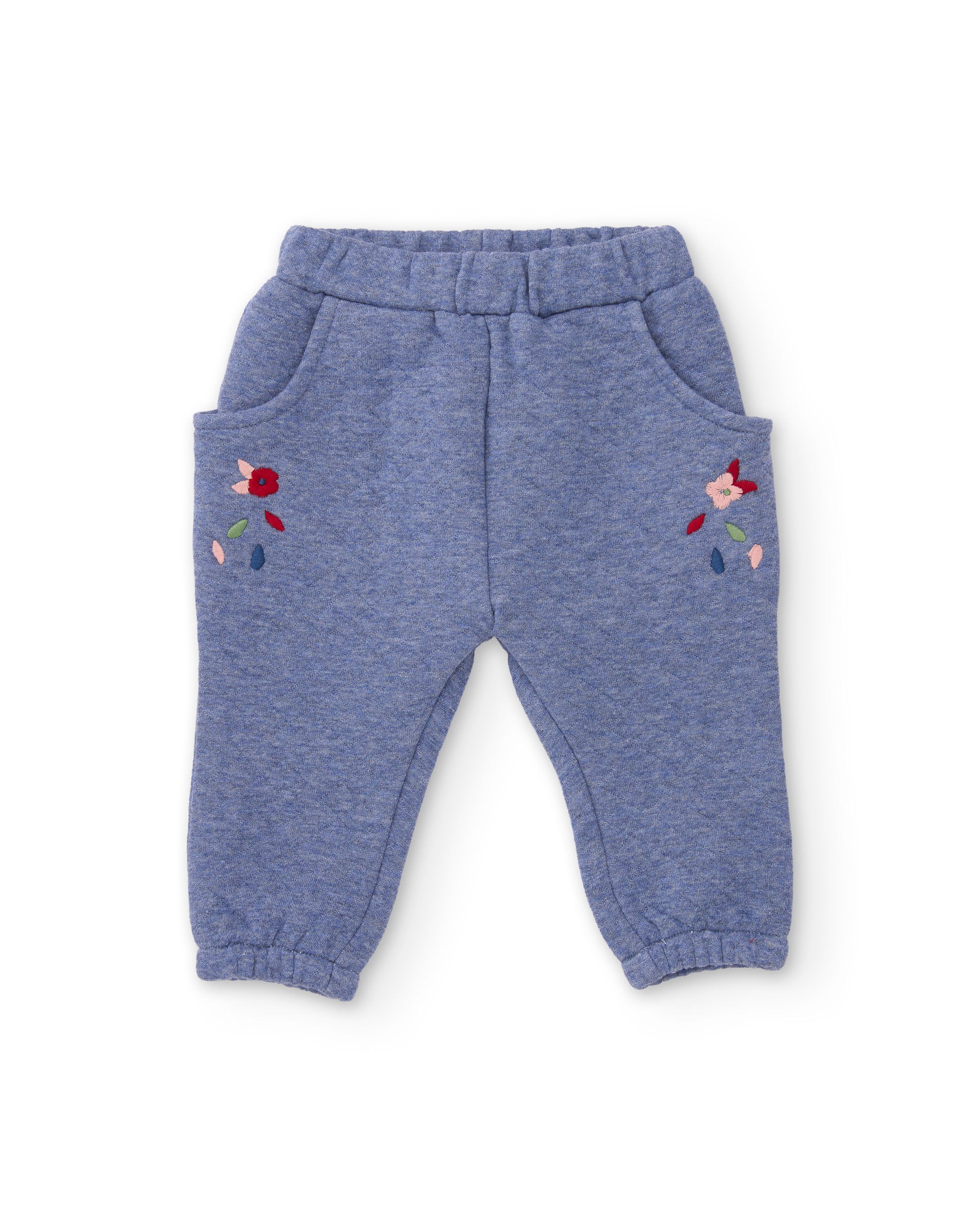 Conjunto de bebé con blusa floral de tela plana  y pantalón de punto
