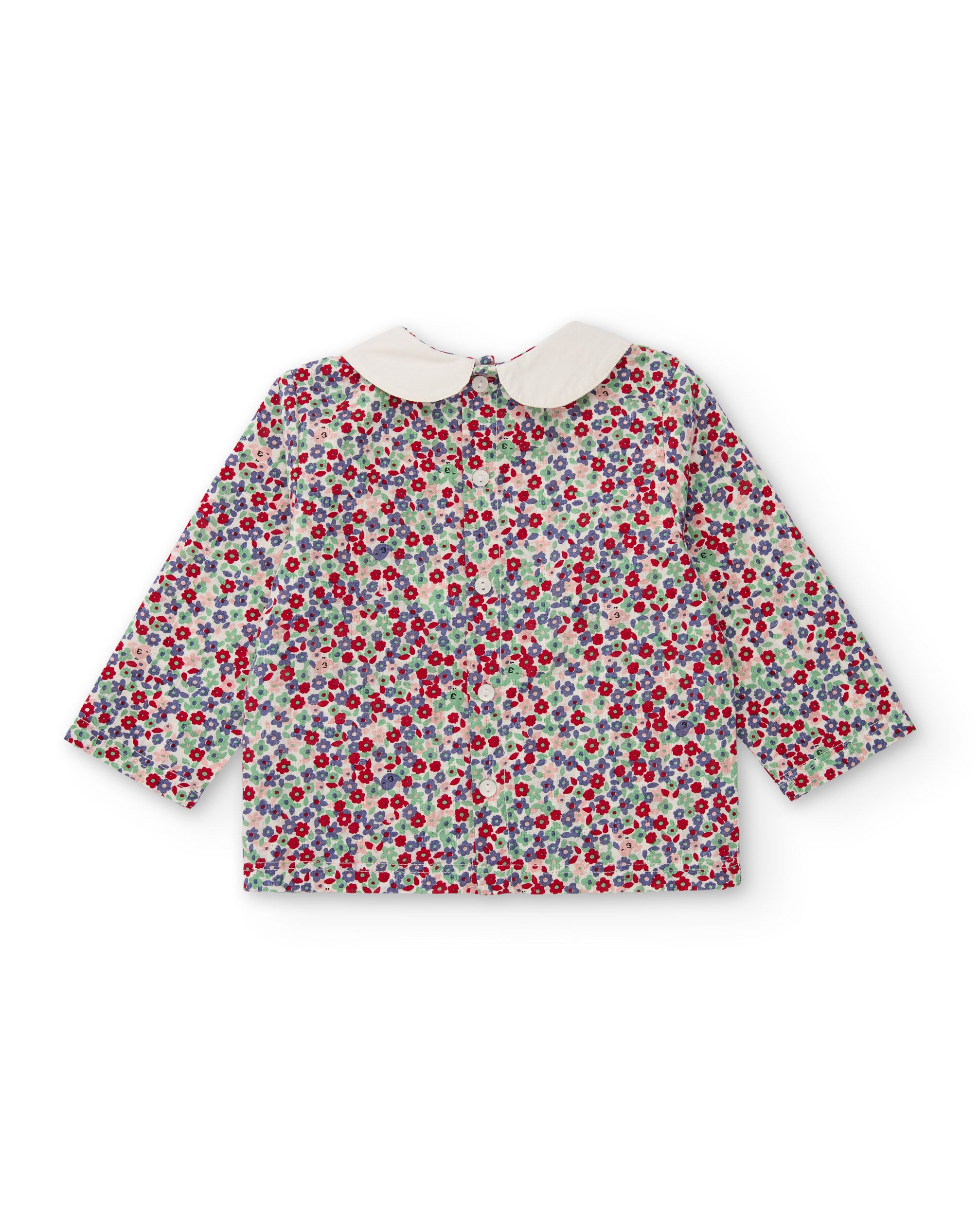 Conjunto de bebé con blusa de tela plana y leggings de punto canalé