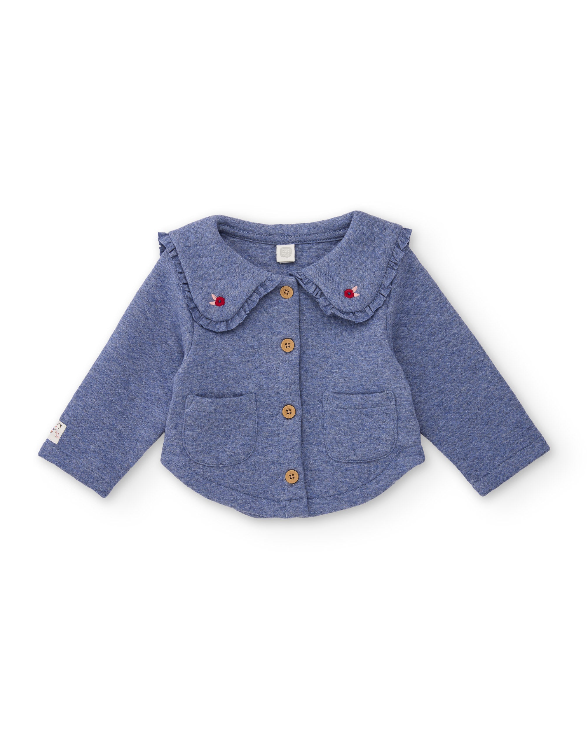 Chaqueta de punto de bebé con cuello de volante
