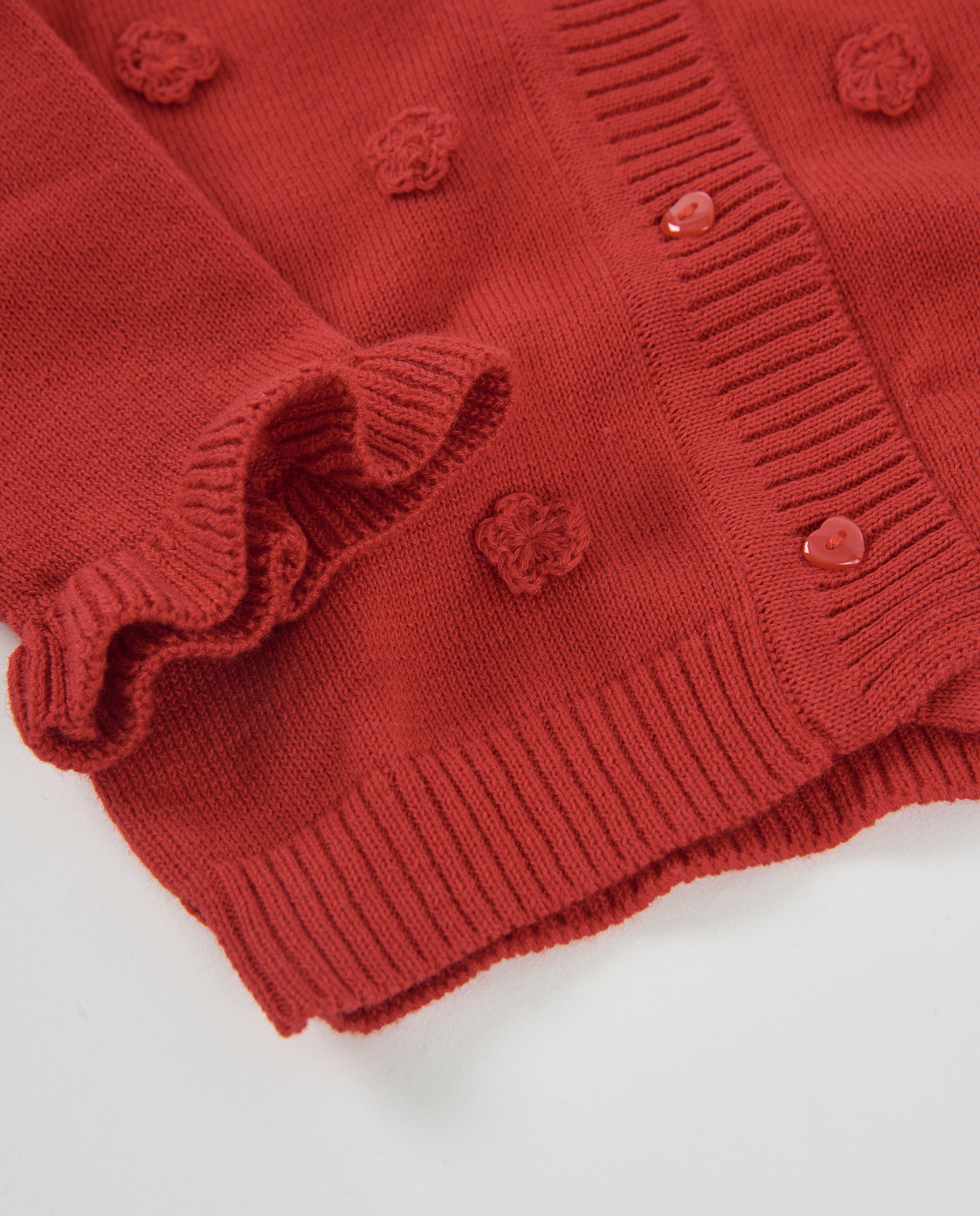 Chaqueta de tricot de bebé con flores en relieve