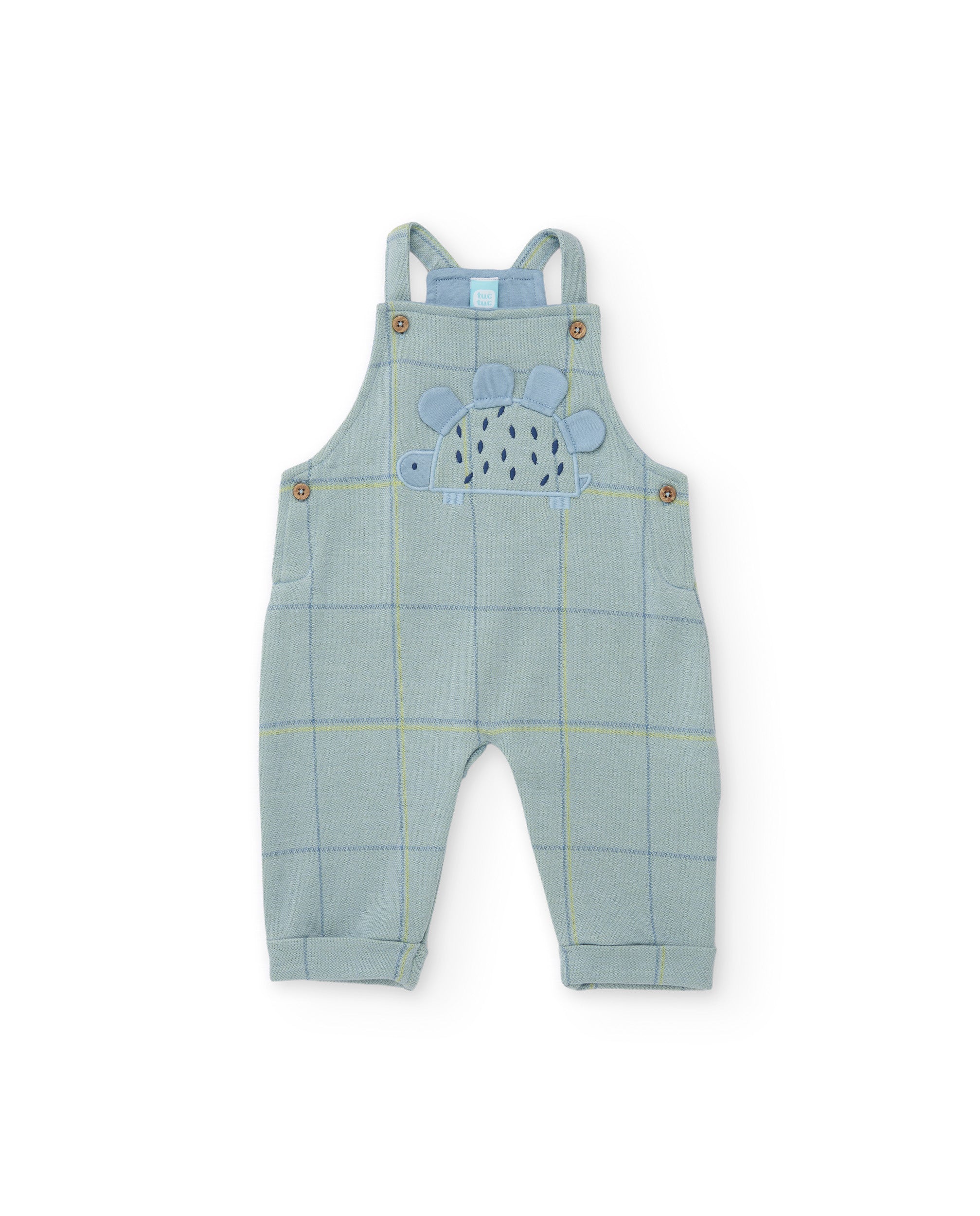 Conjunto de bebé con camiseta de punto  y pichi de cuadros de tela plana