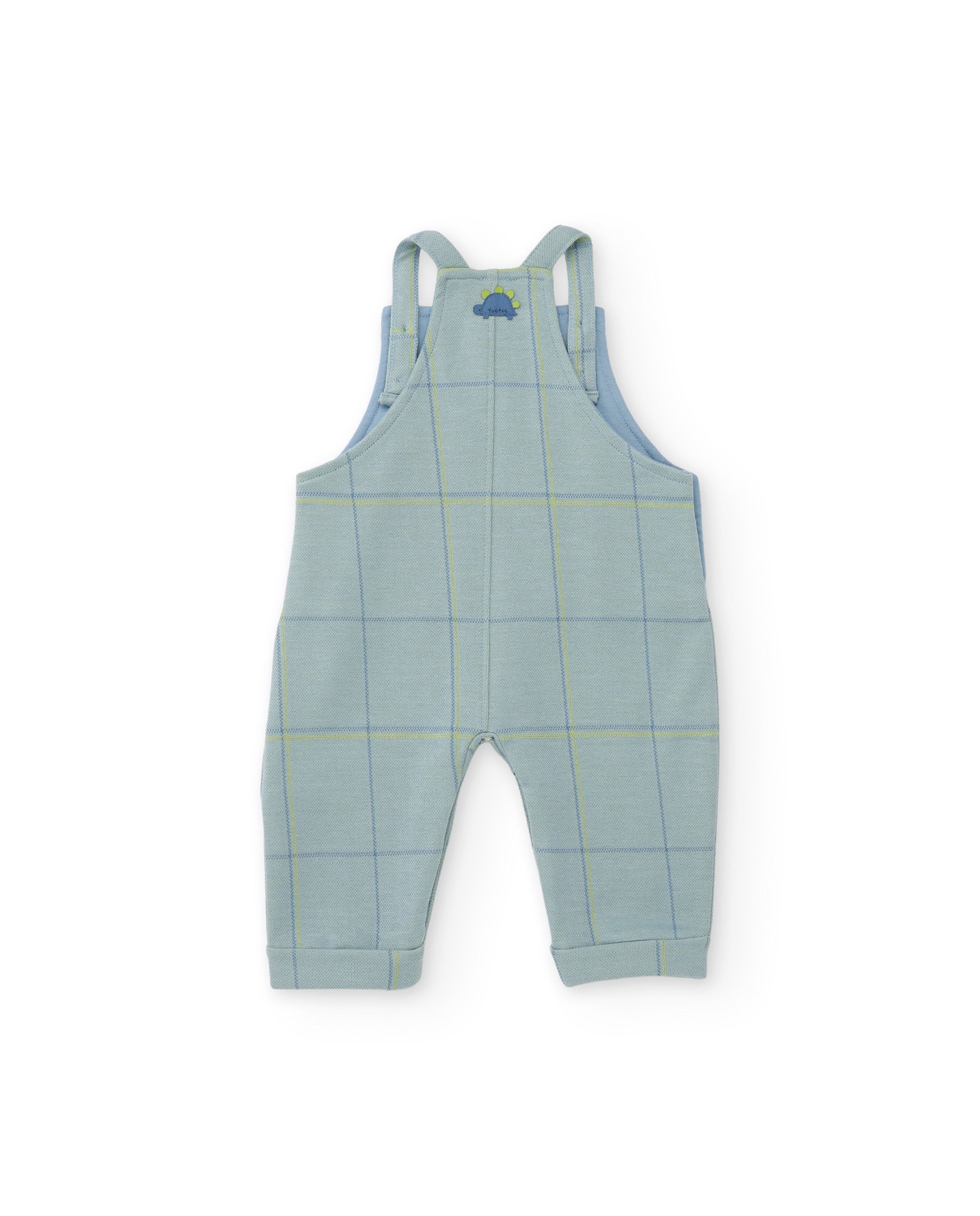 Conjunto de bebé con camiseta de punto  y pichi de cuadros de tela plana