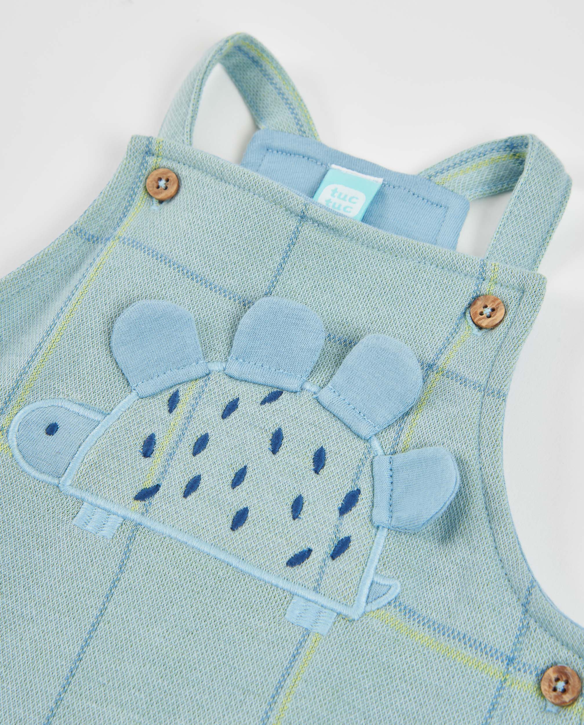 Conjunto de bebé con camiseta de punto  y pichi de cuadros de tela plana