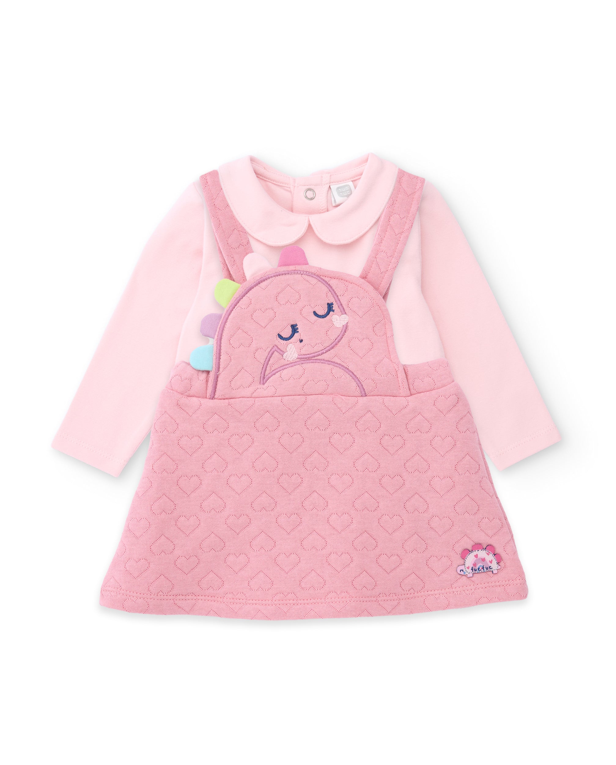 Conjunto de bebé con vestido de tela plana  y camiseta de punto