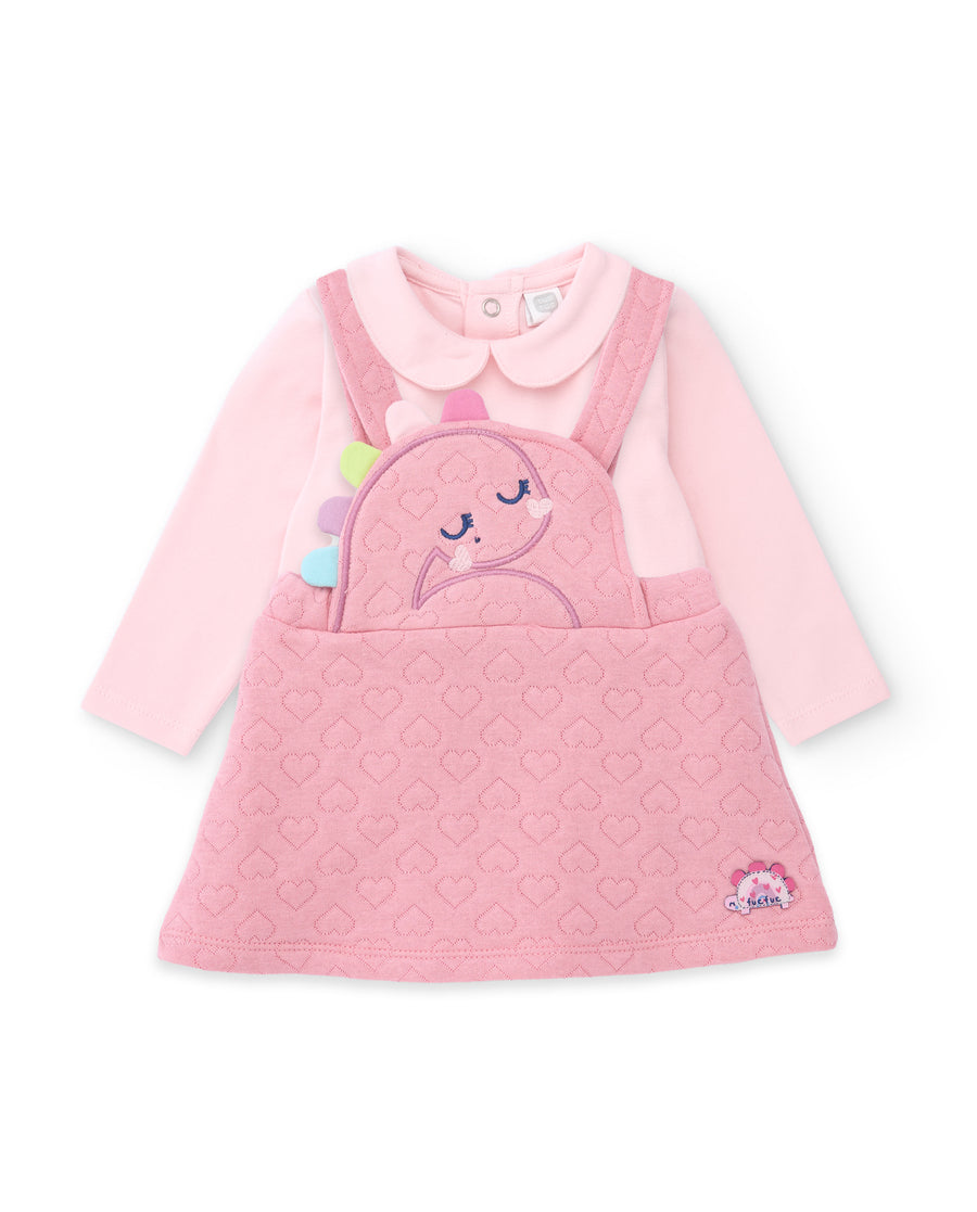 Completo per neonato con vestito in tessuto e maglietta in maglia