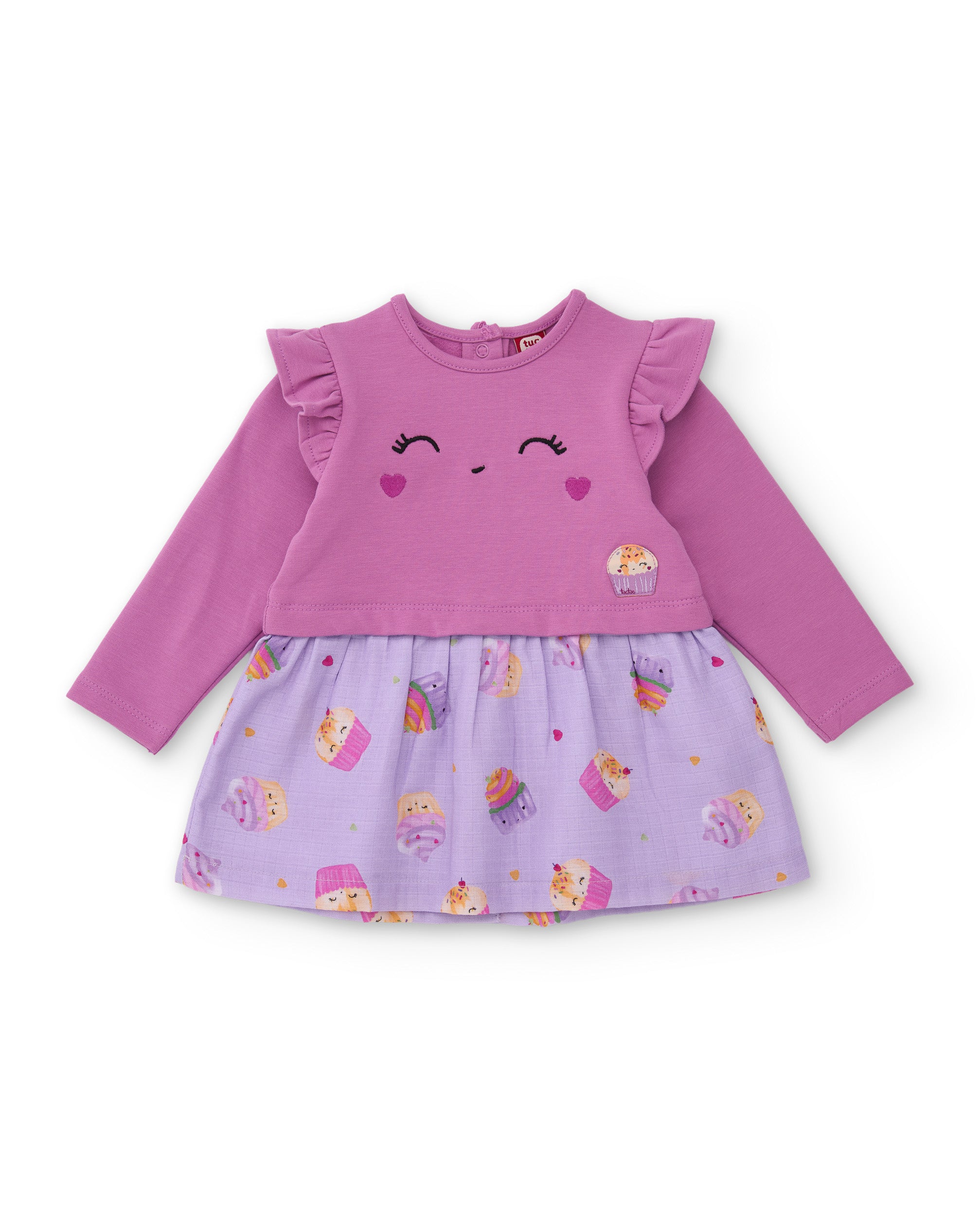 Vestido de tela plana de bebé con volantes en los hombros