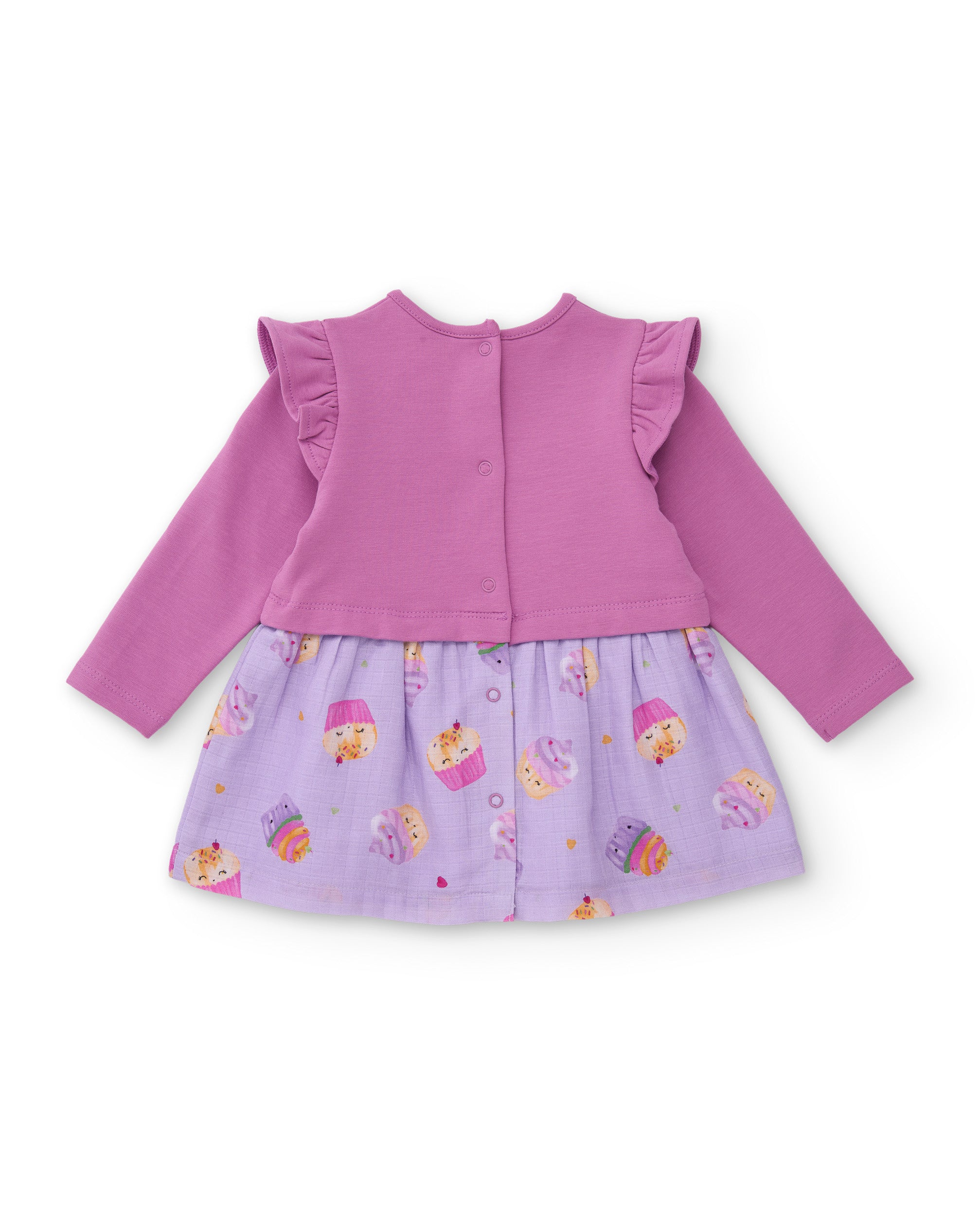 Vestido de tela plana de bebé con volantes en los hombros