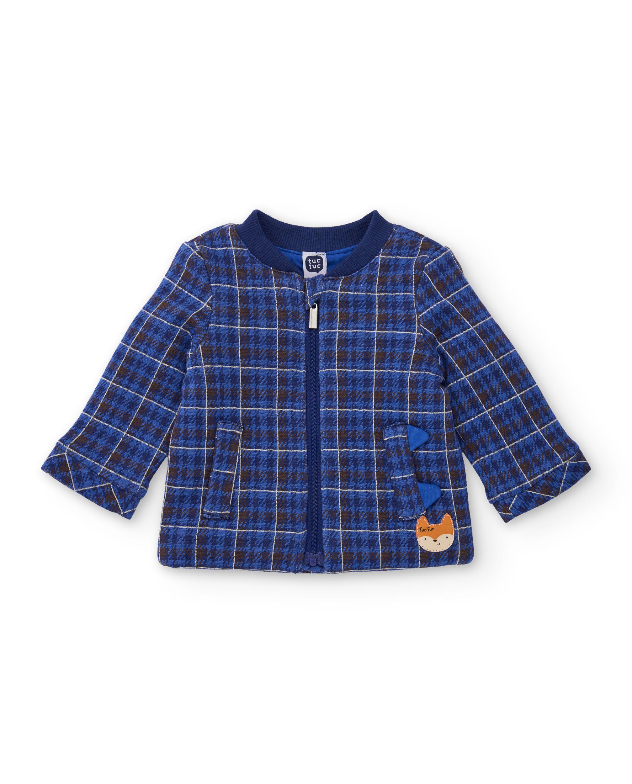 Chaqueta de tela plana de bebé con estampado de cuadros