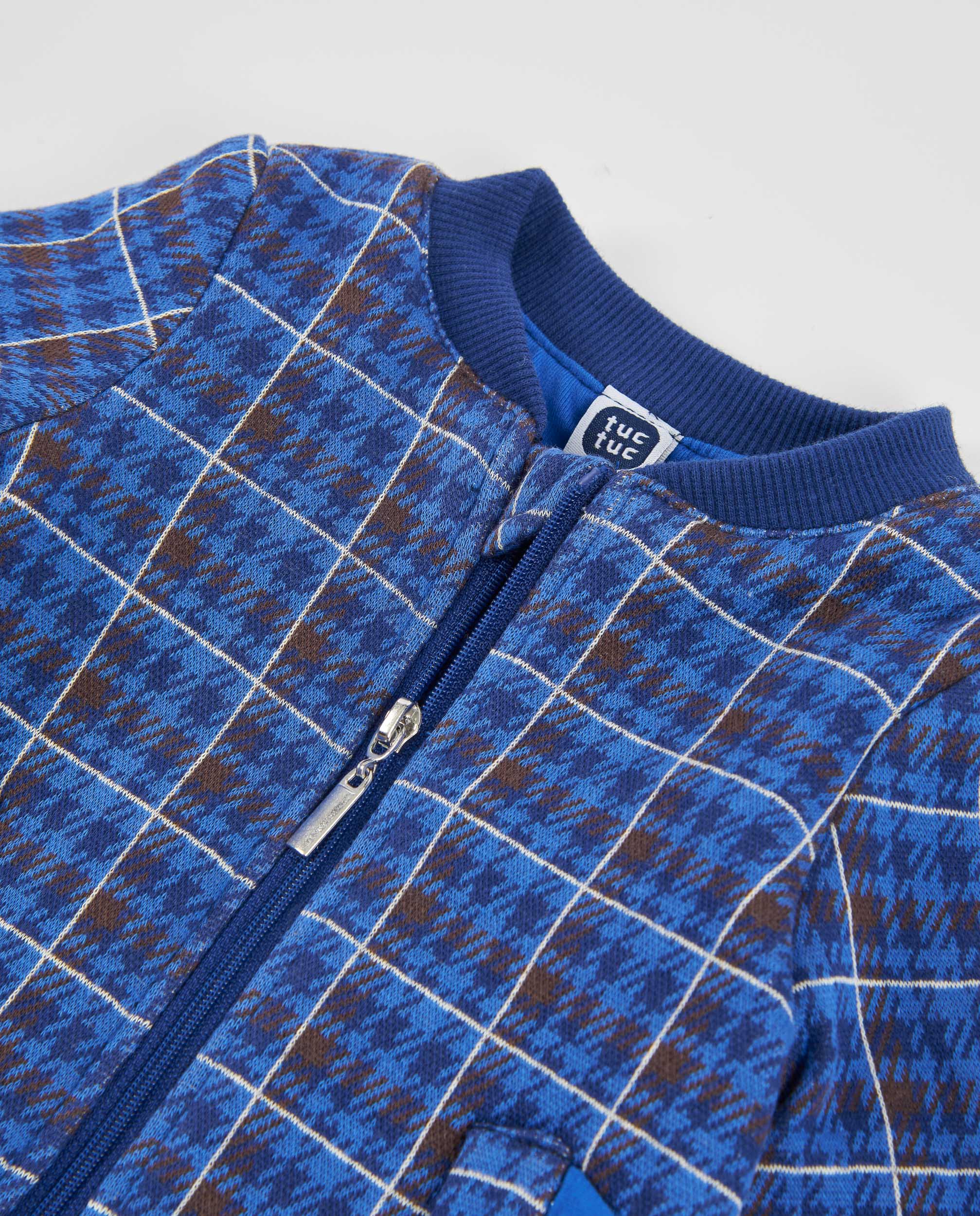 Chaqueta de tela plana de bebé con estampado de cuadros