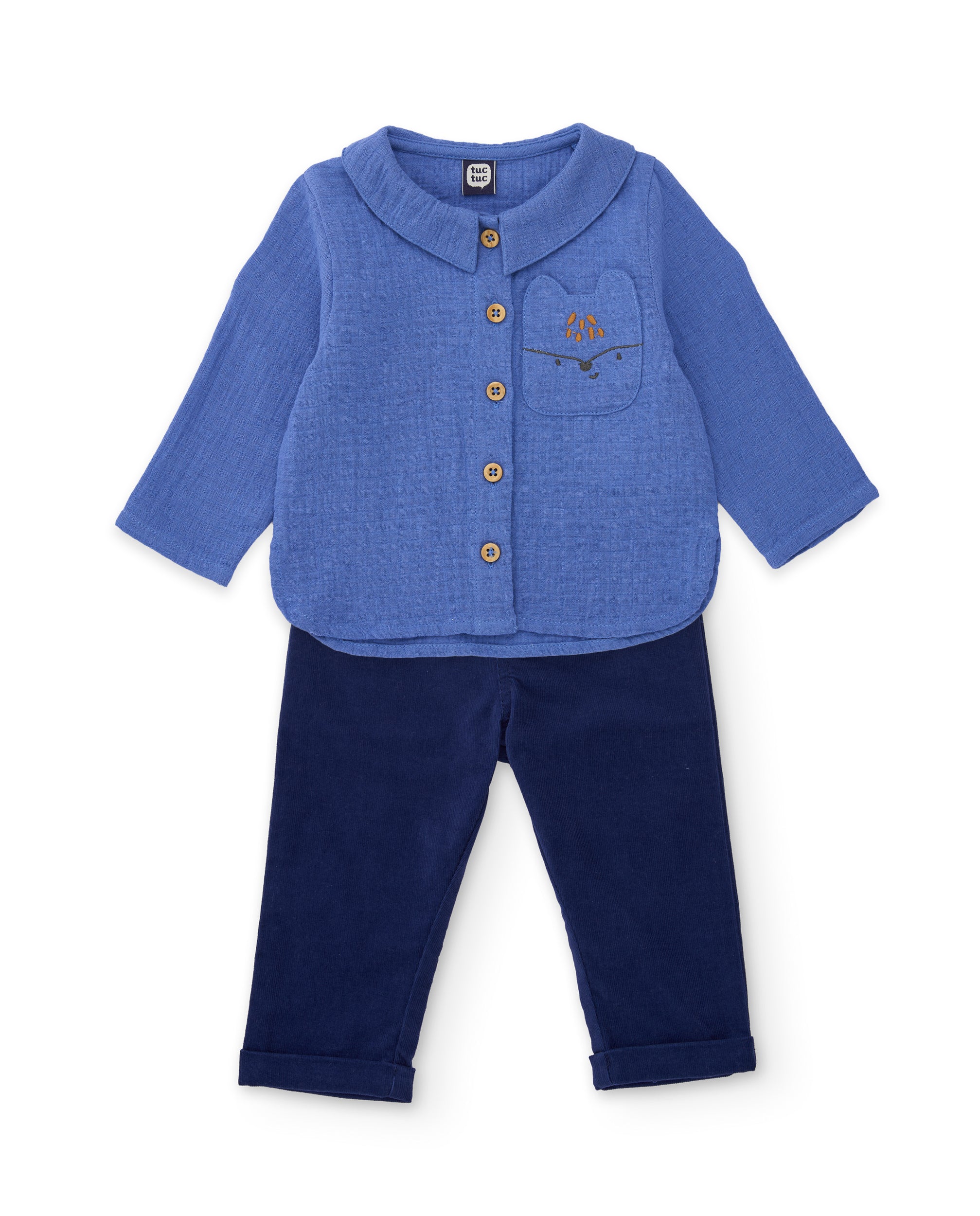 Conjunto de bebé con camisa de tela plana