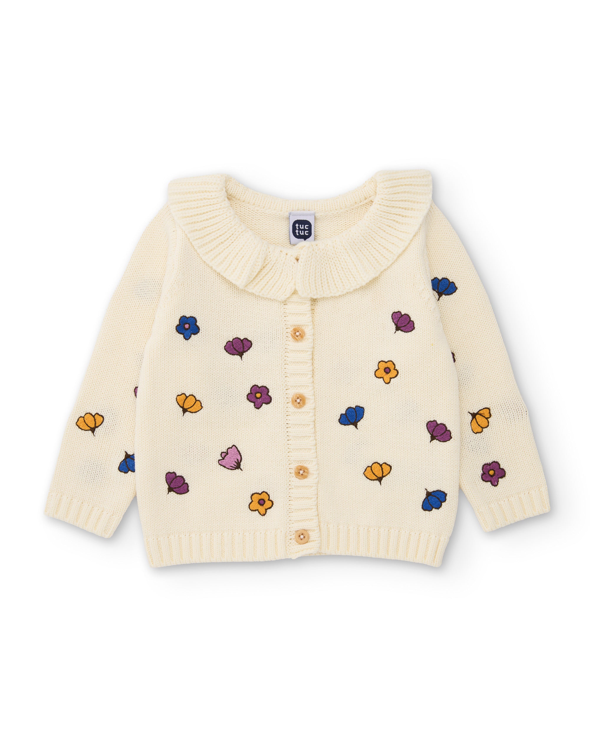 Chaqueta de tricot de bebé con estampado floral