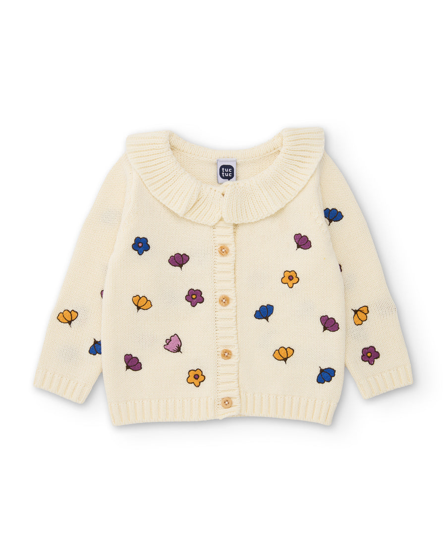Baby tricot jacket with floral print