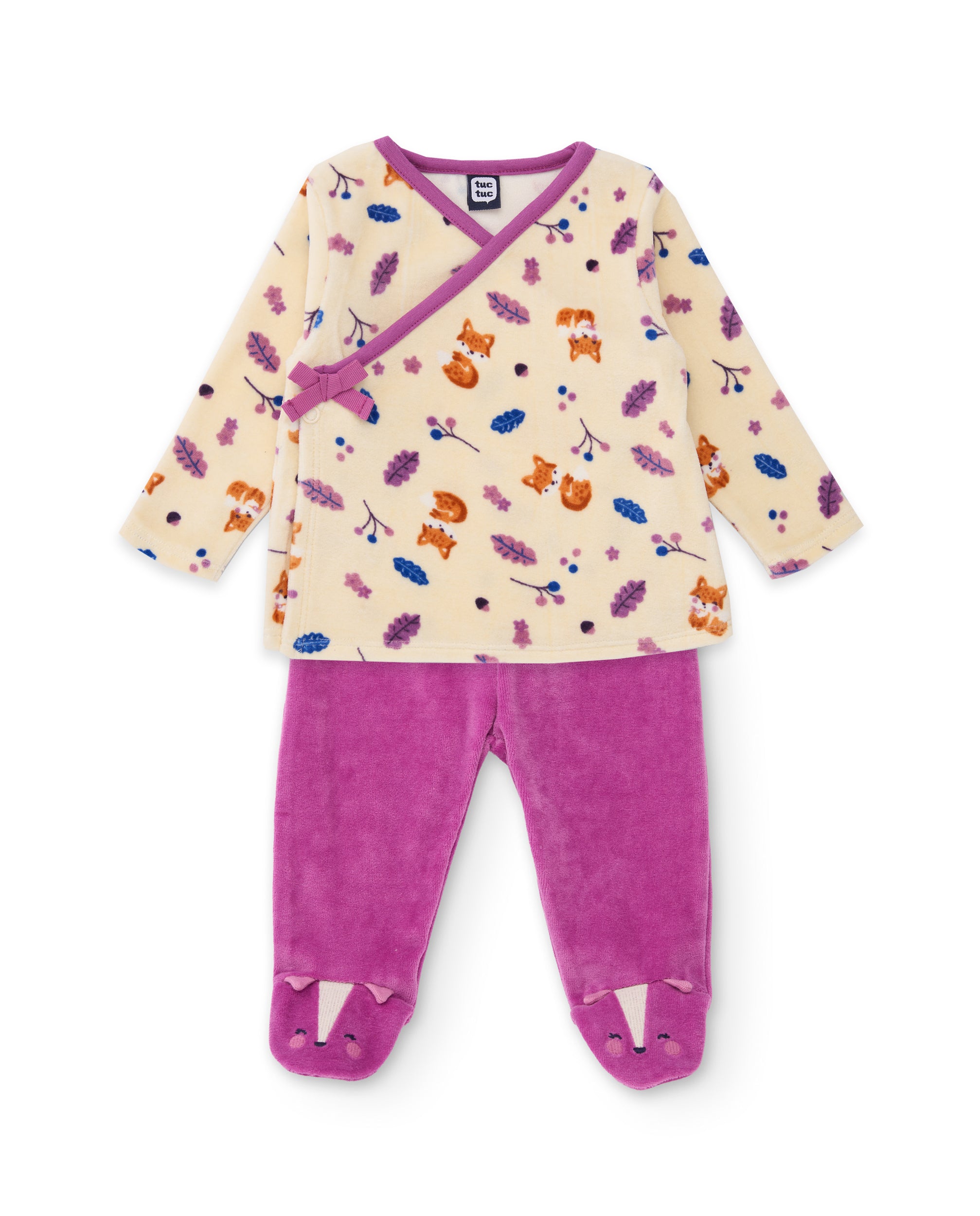 Conjunto de punto de bebé con camiseta cruzada