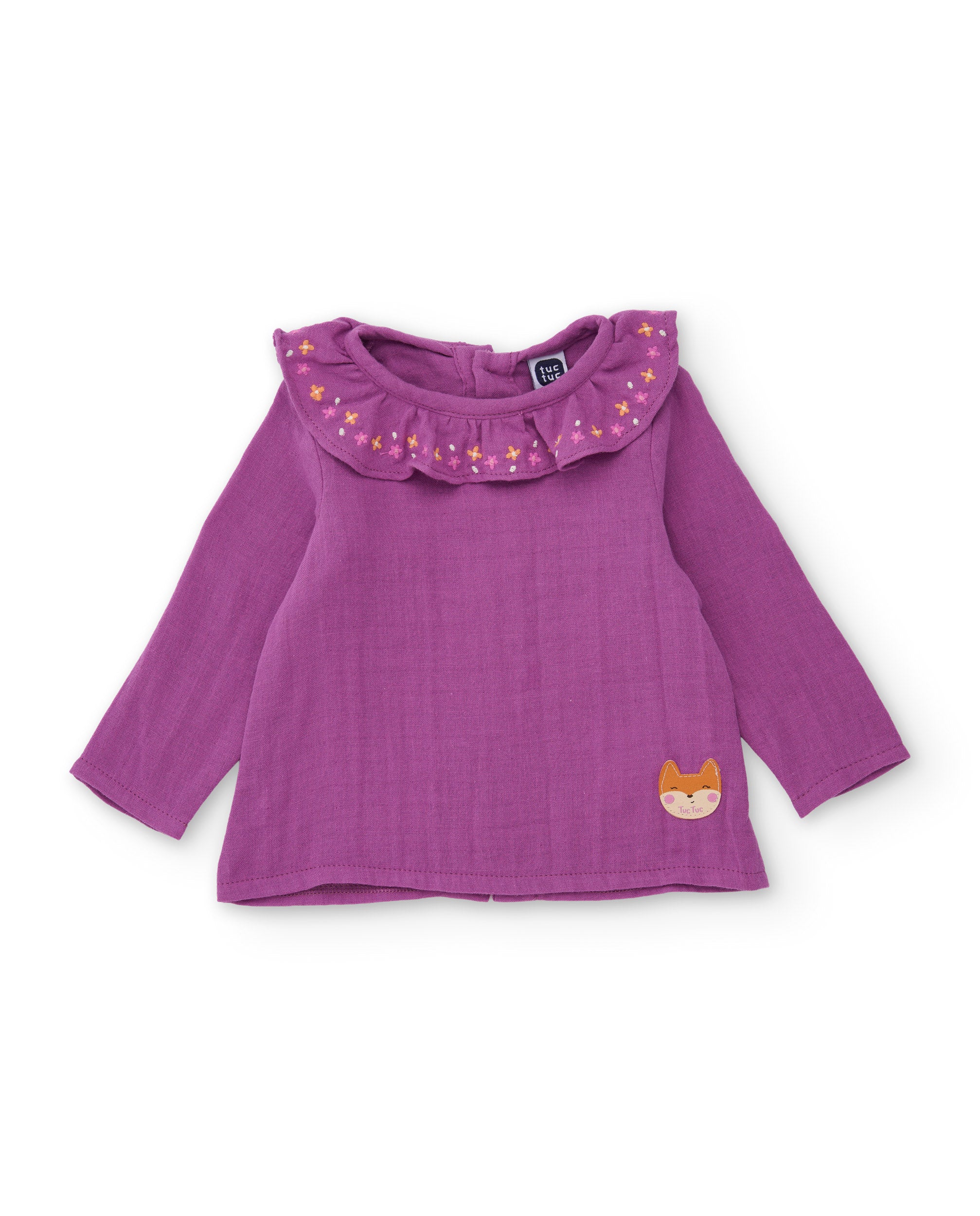 Conjunto de bebé con blusa de volantes de tela plana y pantalón de punto