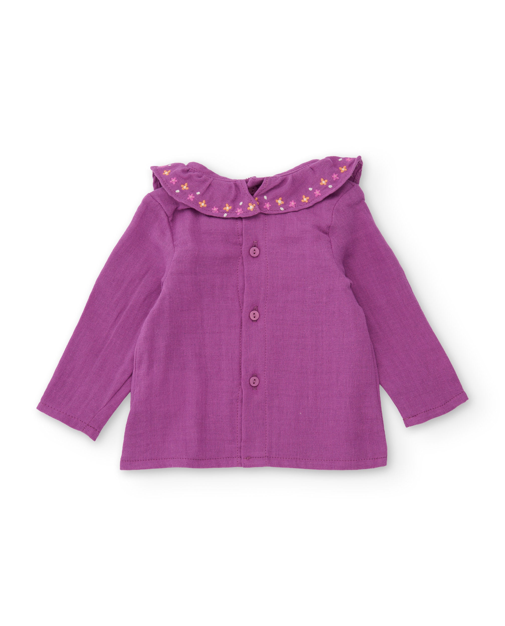 Conjunto de bebé con blusa de volantes de tela plana y pantalón de punto