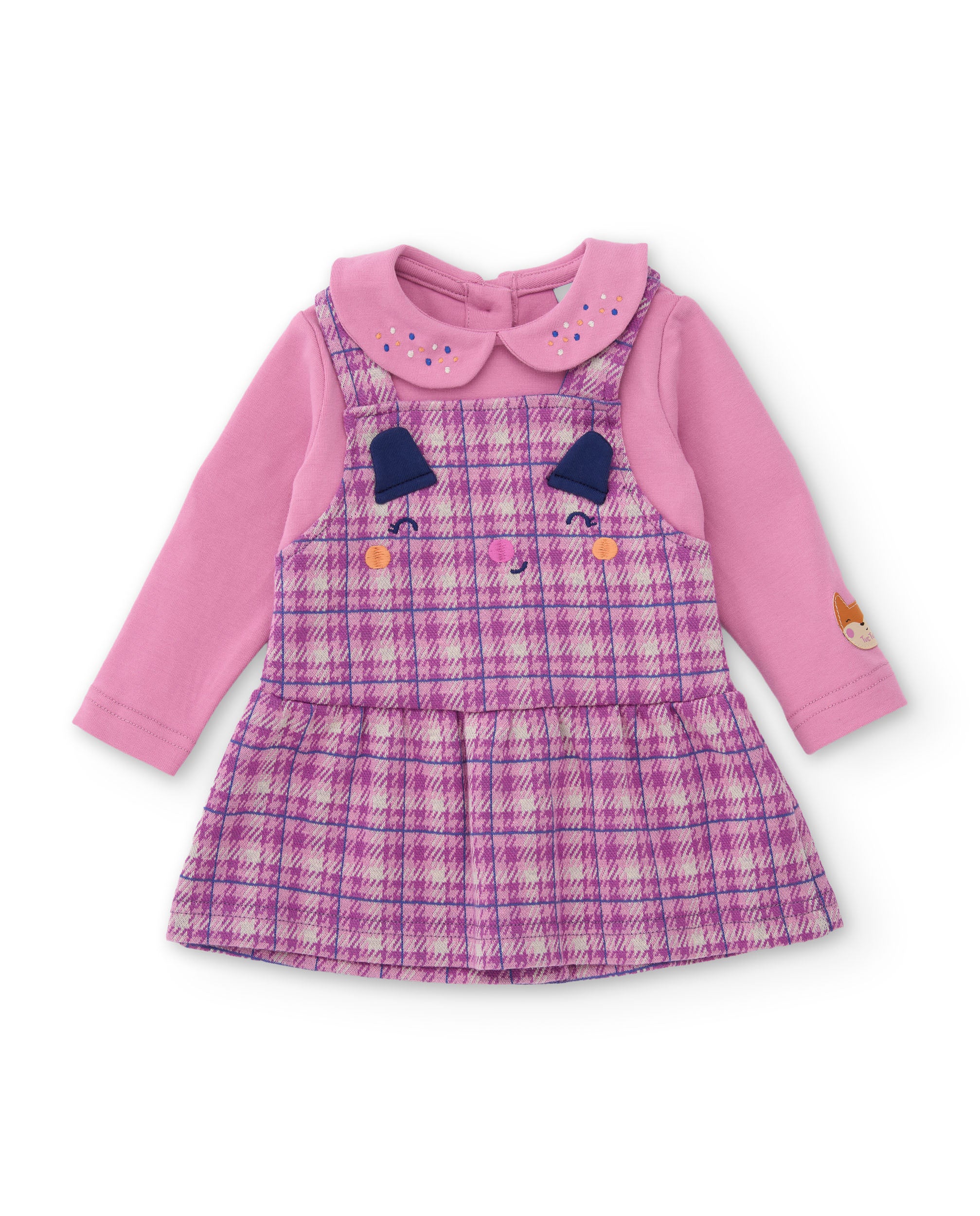 Vestido de punto de bebé con estampado de cuadros