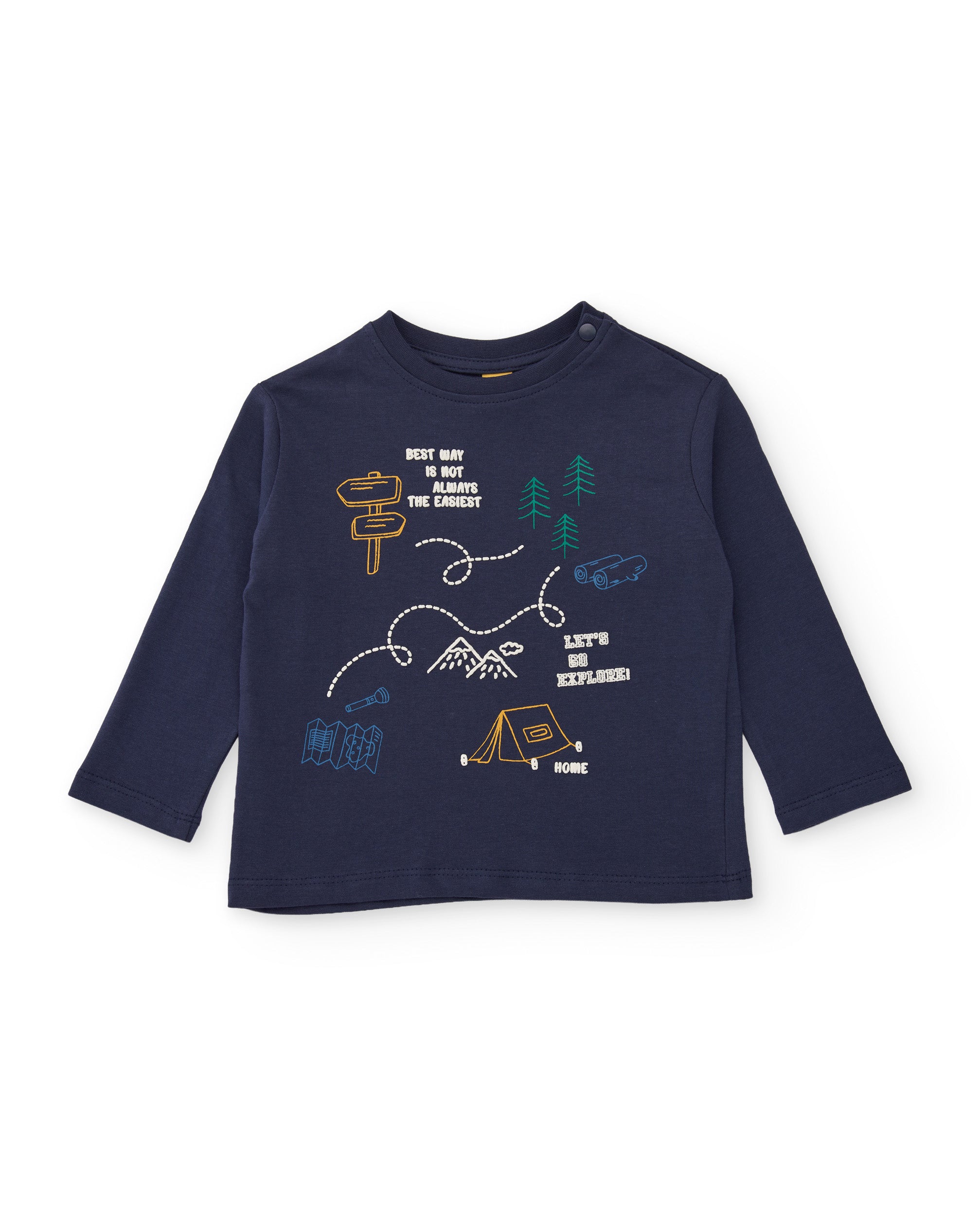 Camiseta de niño de punto con manga larga y estampado de aventura