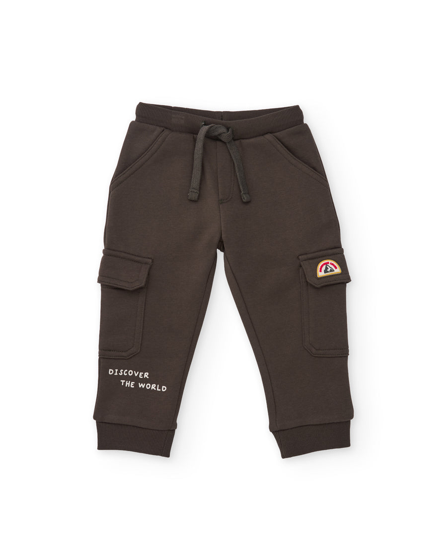 Pantalon enfant en molleton avec poches cargo