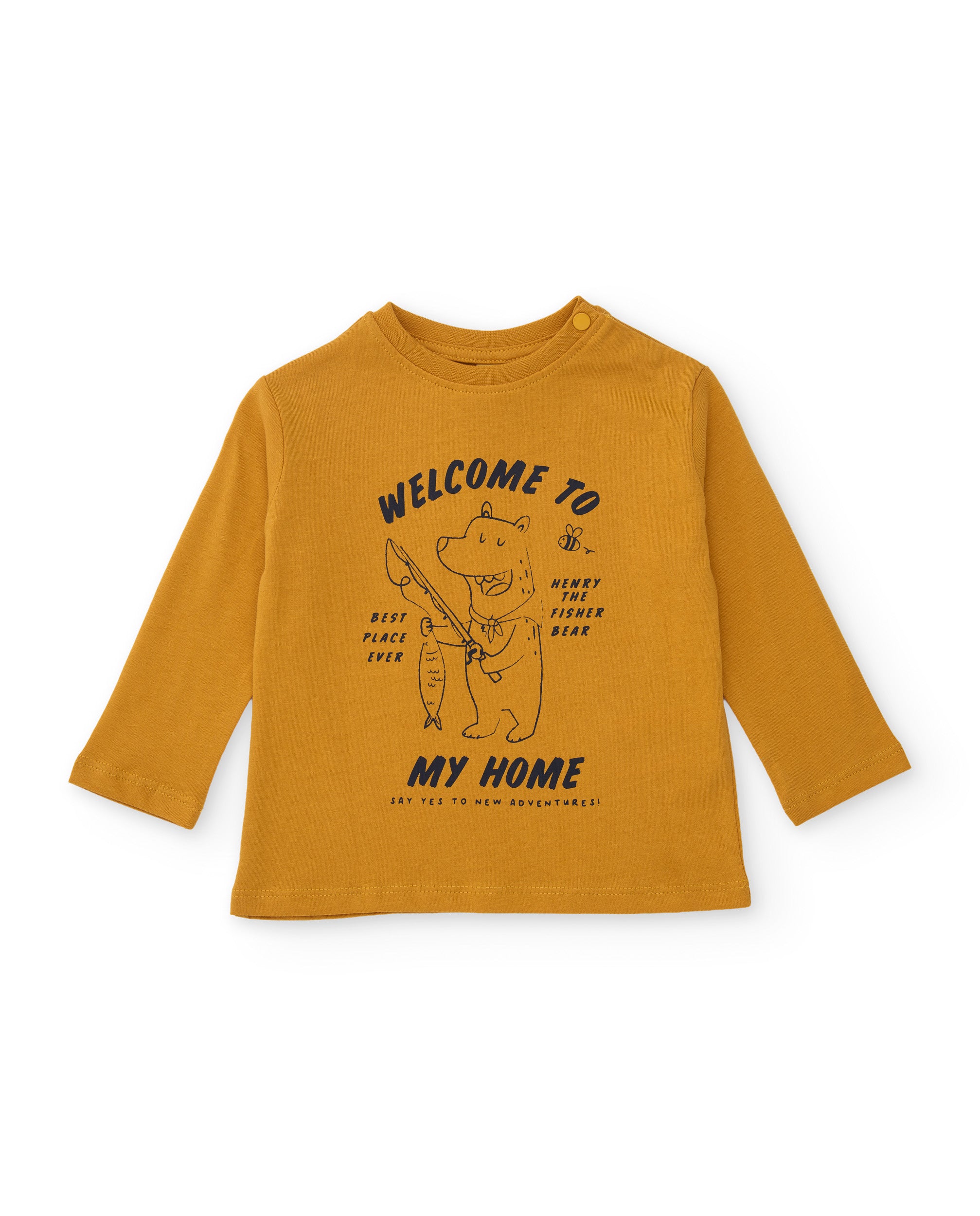 Conjunto de niño con camiseta estampada de punto y pantalón de felpa