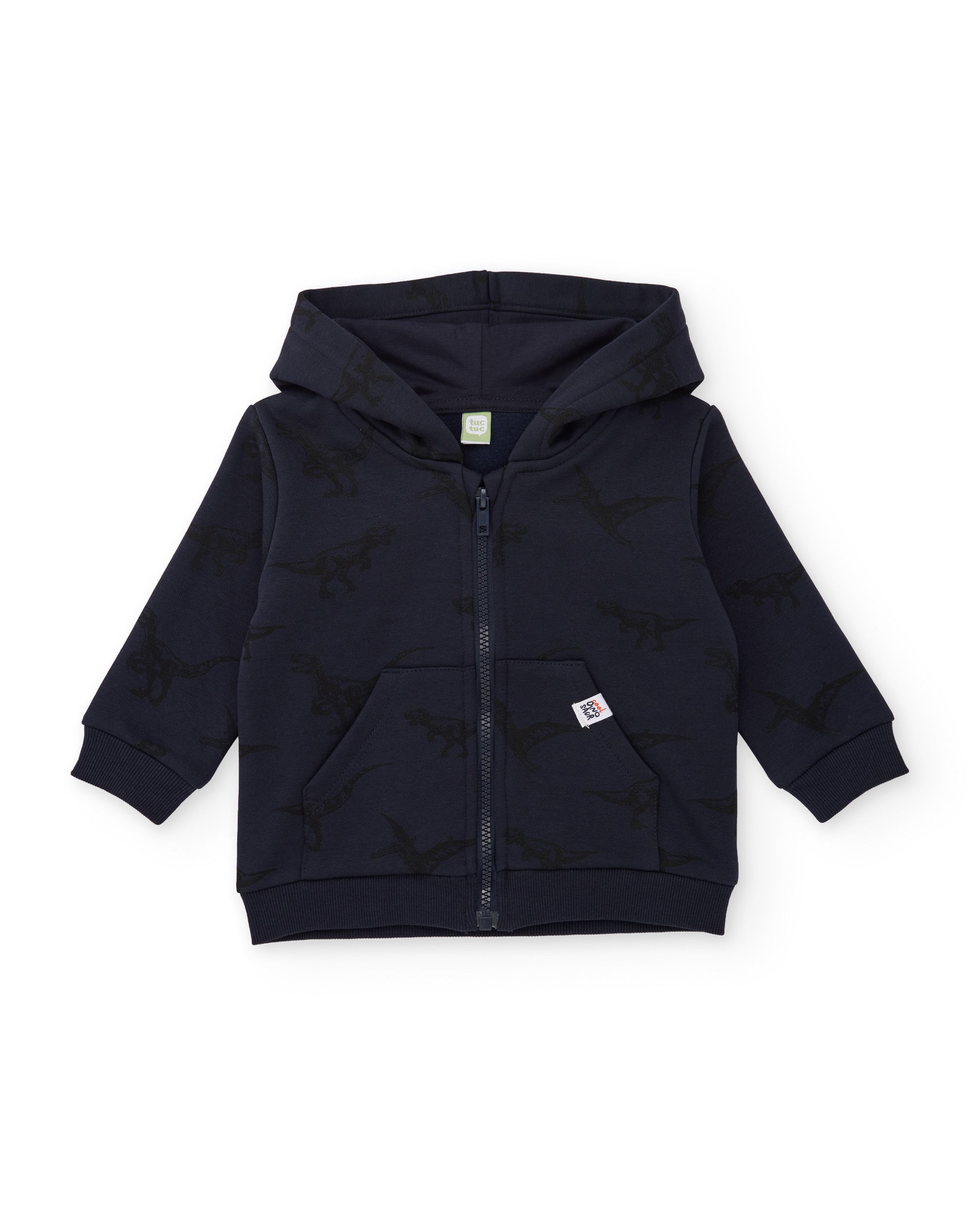 Conjunto de niño de felpa con sudadera con capucha y estampado de dinosaurios
