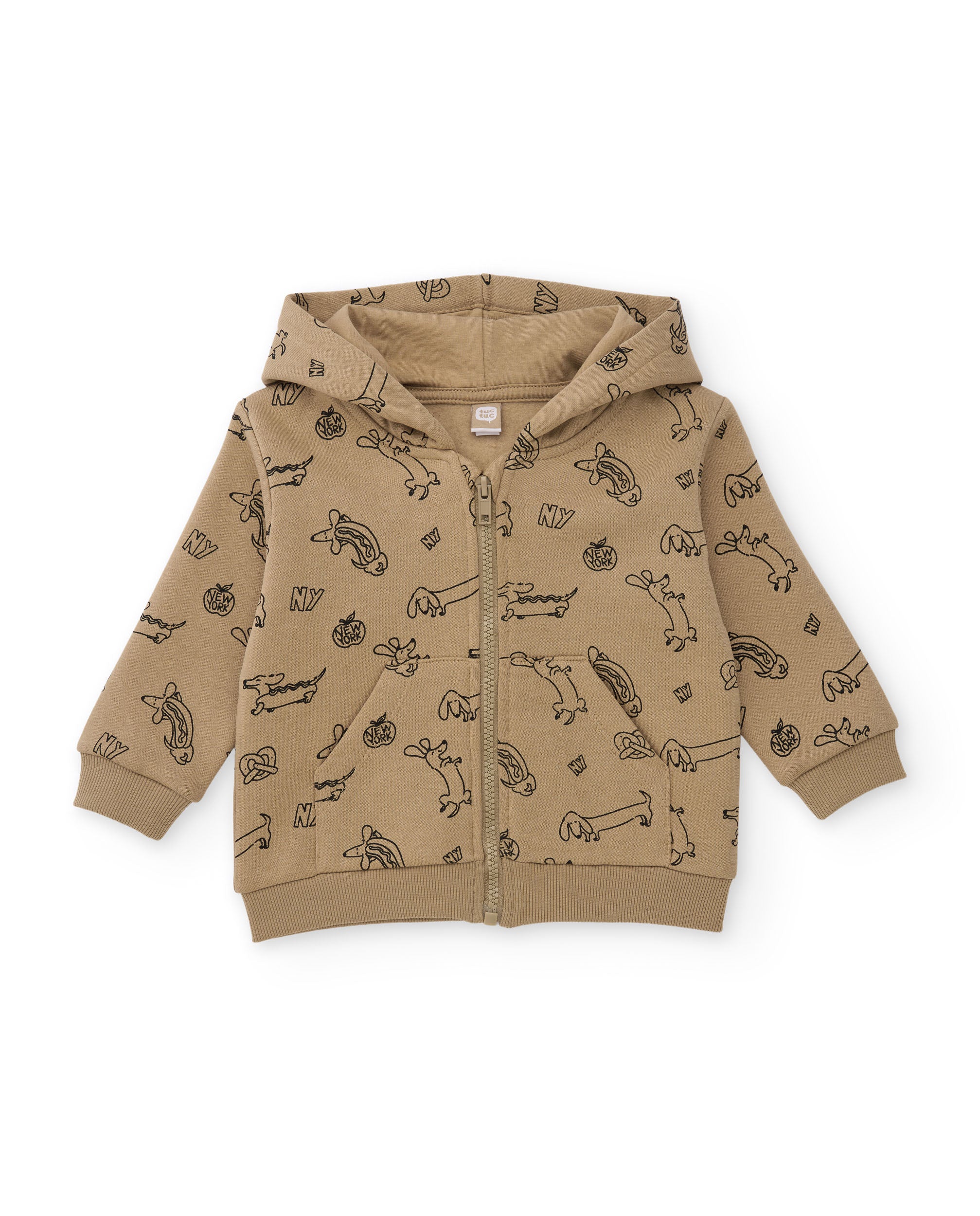 Conjunto de niño de felpa con sudadera con capucha y cremallera frontal