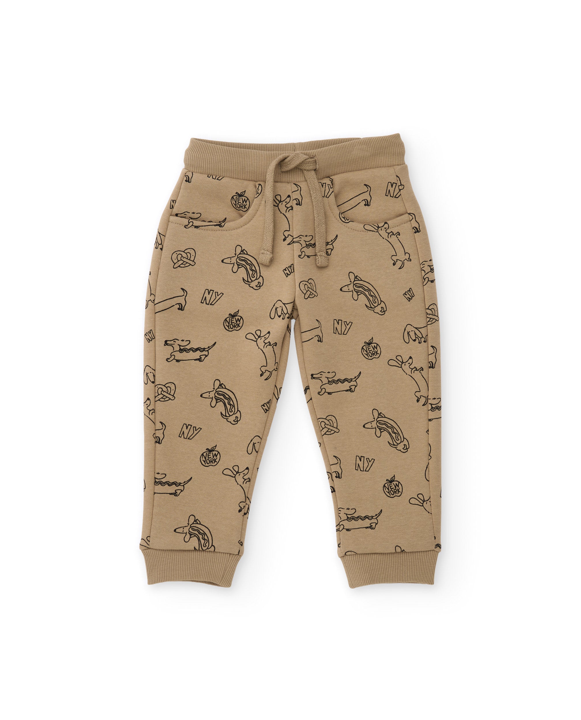 Pantalón de niño de felpa con estampado divertido y cordón