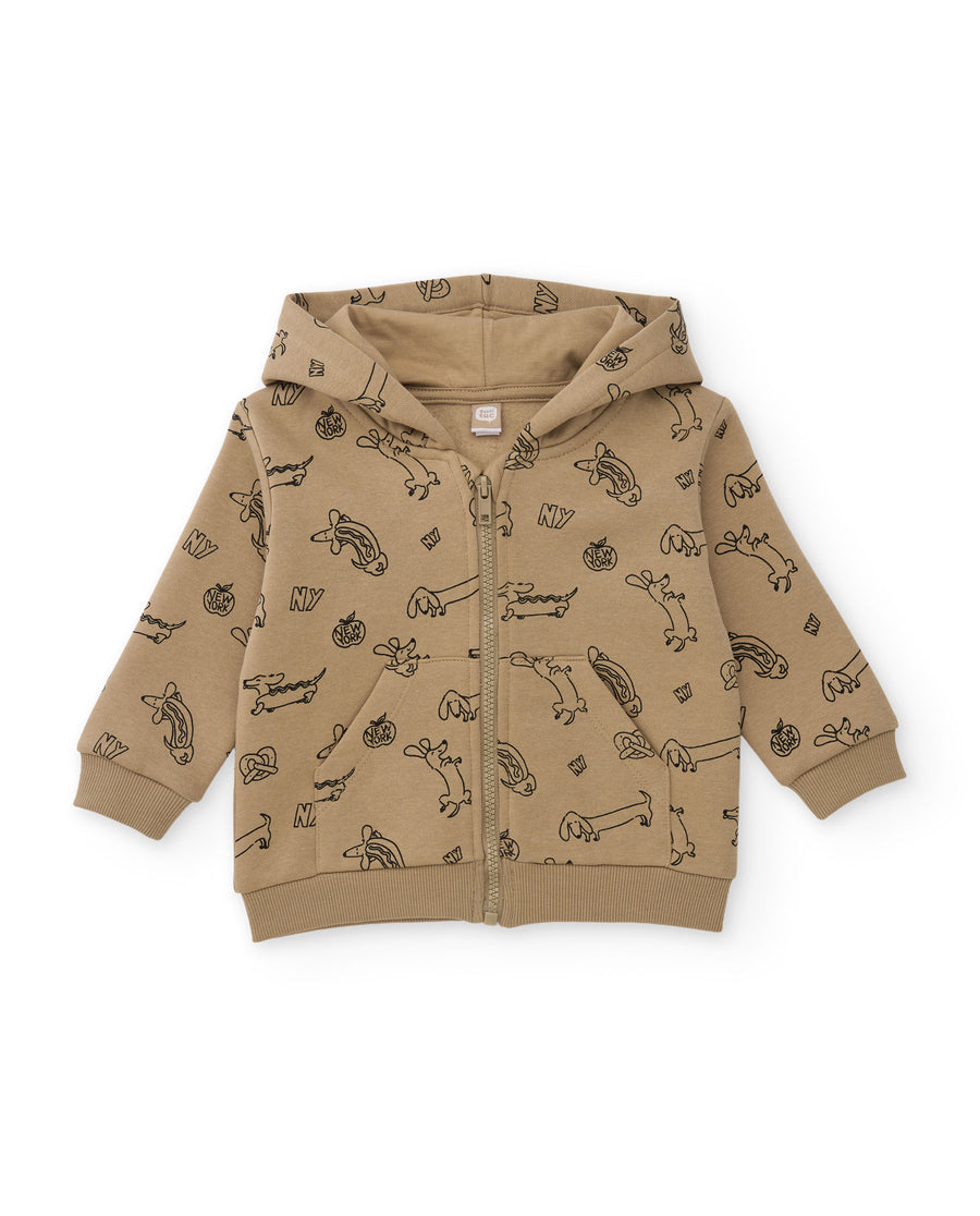 Sweat-shirt enfant en molleton à capuche avec imprimé frontal