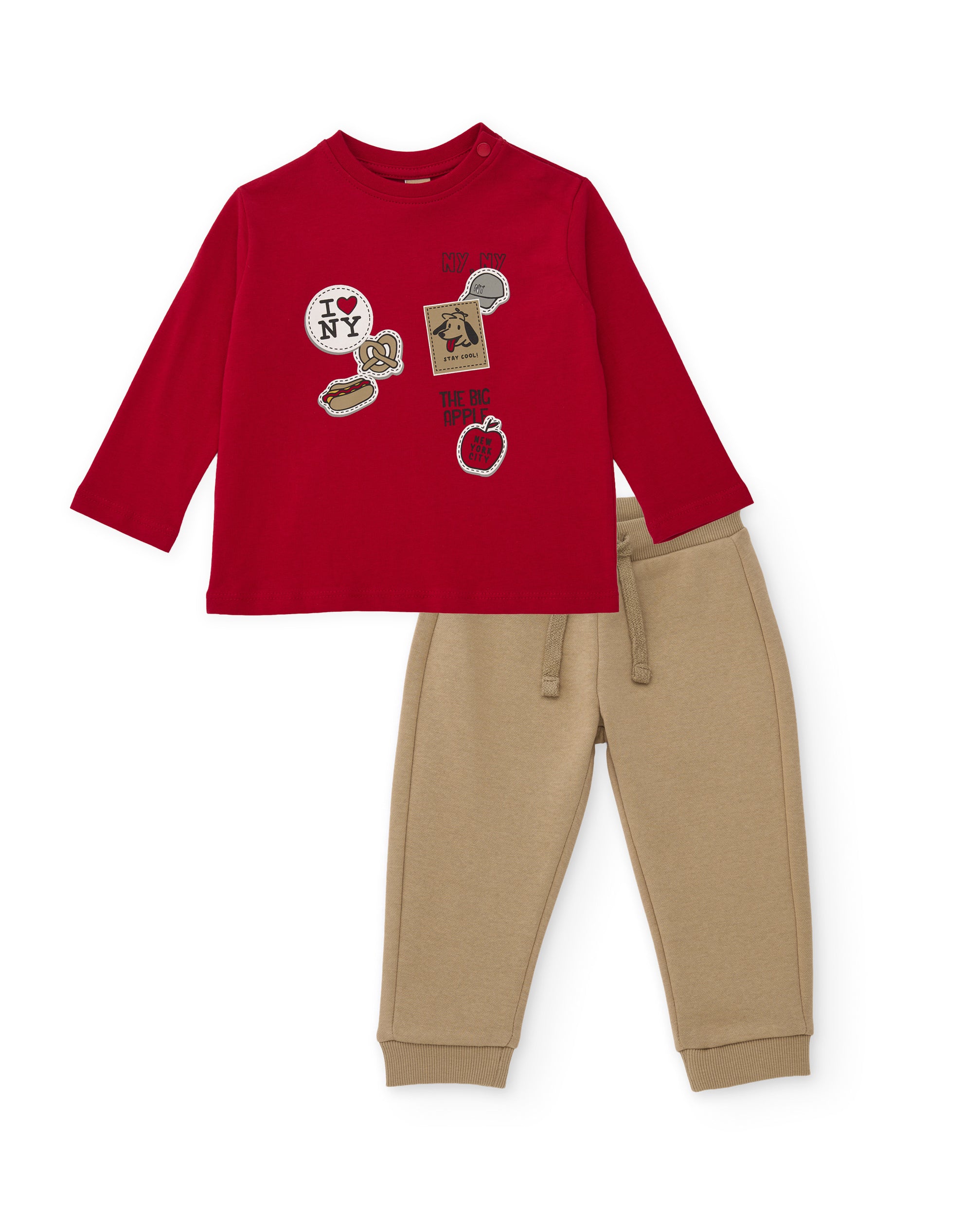 Conjunto de niño con camiseta de estampado gráfico y pantalón de felpa