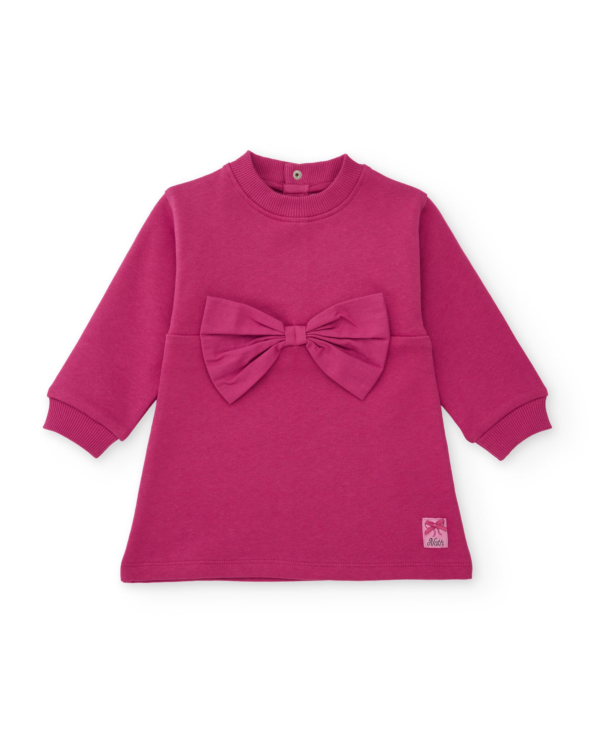 Vestido de niña de felpa con lazo frontal y corte recto