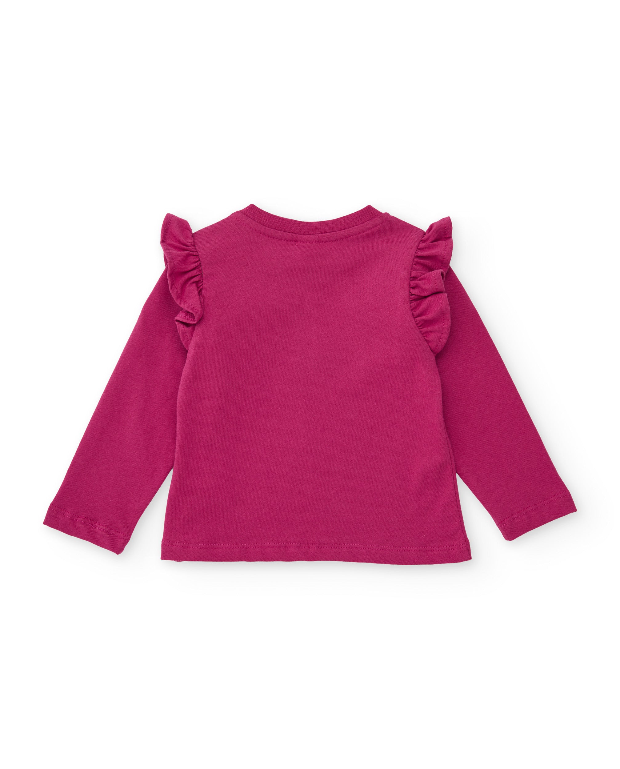 Camiseta de niña de punto con volantes en los hombros