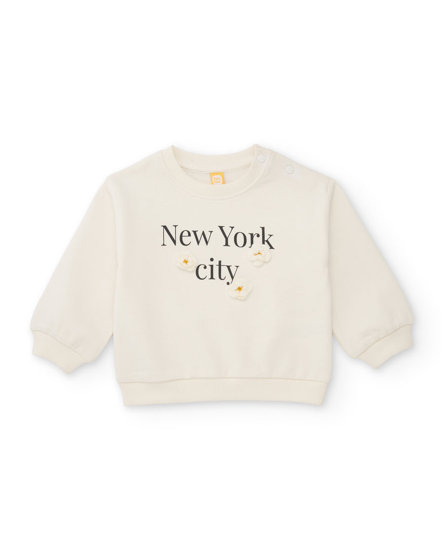 Sweat-shirt en molleton pour fille avec imprimé floral et message sur le devant
