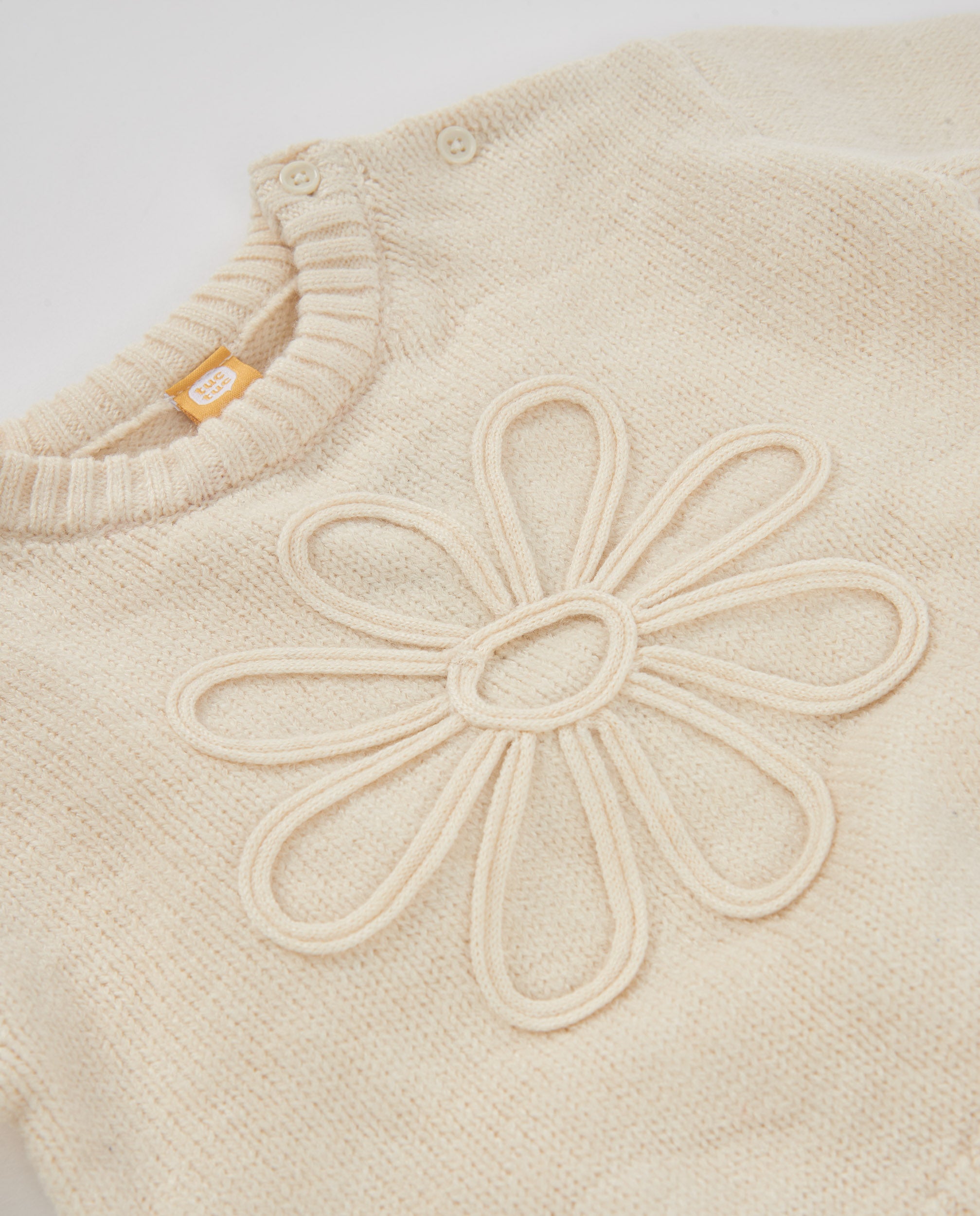 Sudadera de niña de tricot con detalle floral y tacto suave