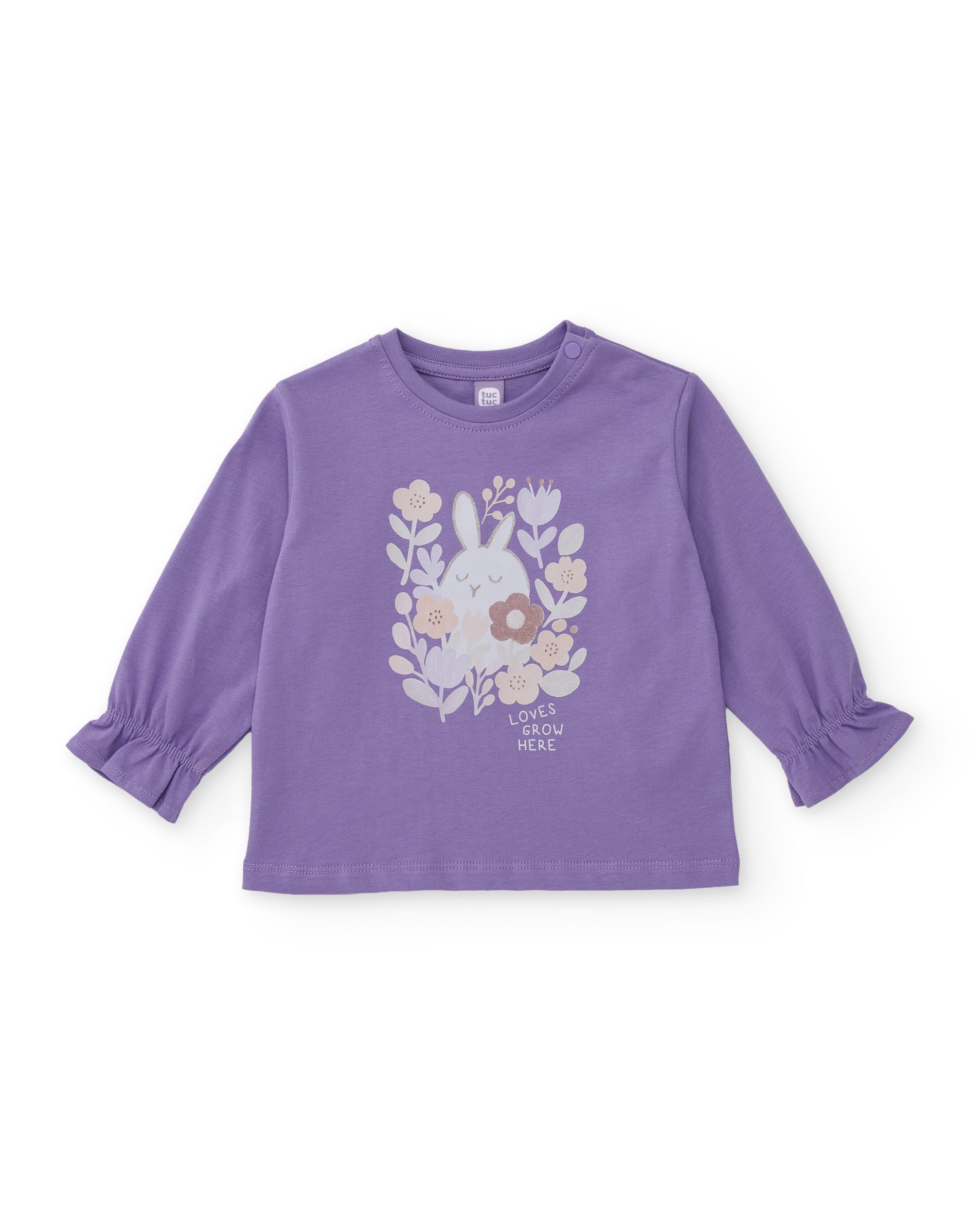 Camiseta de niña de punto con manga larga y estampado de animal